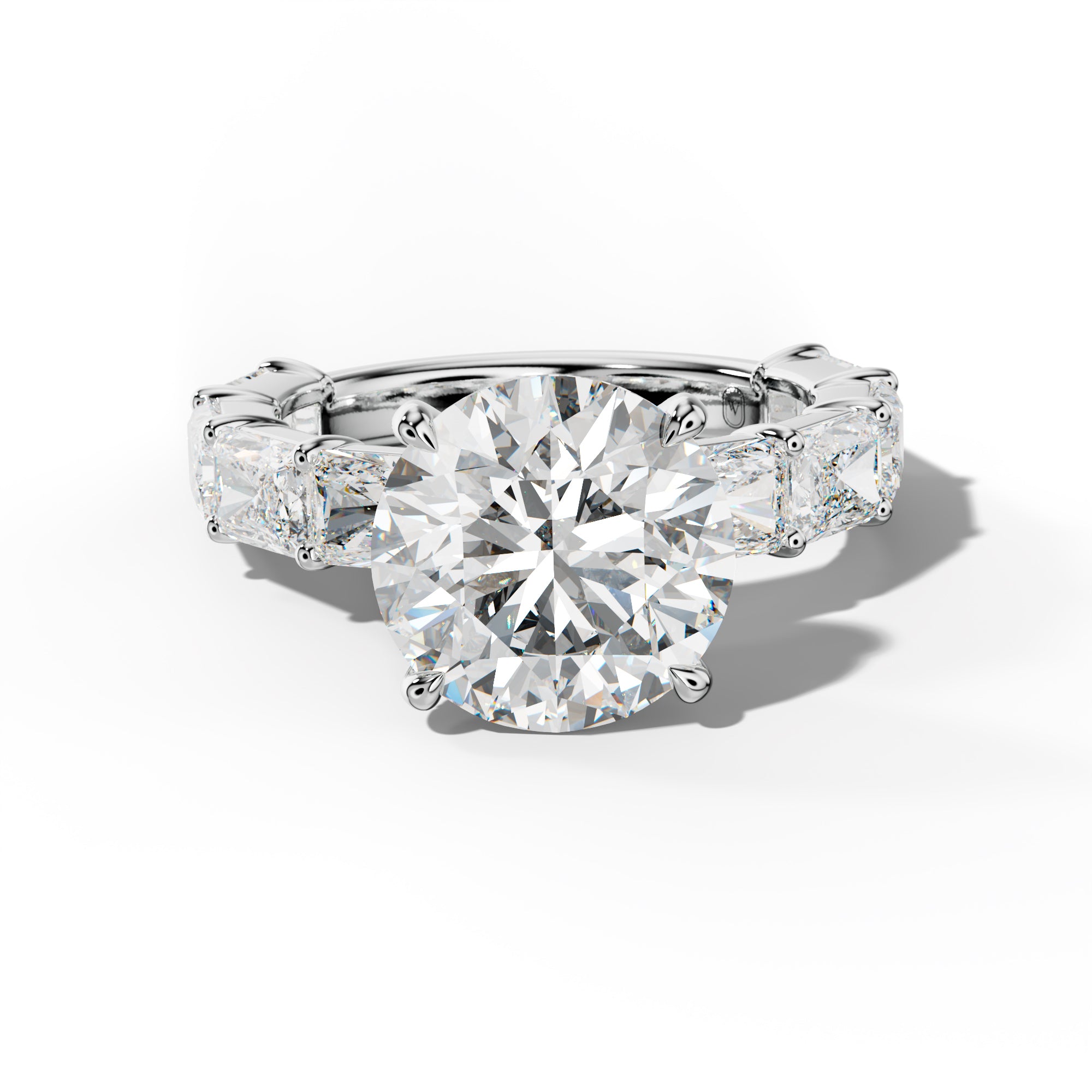 Della Round Diamond Engagement Ring With East West Radiant Side Stones