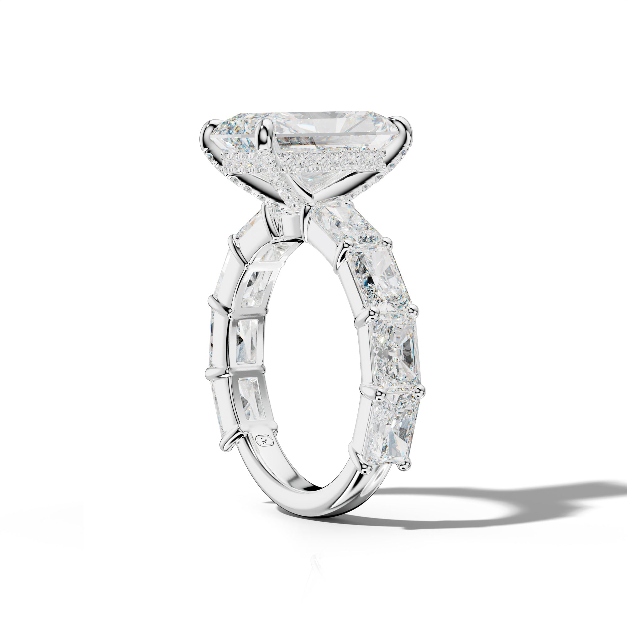 Della Radiant Diamond Engagement Ring With East West Radiant Side Stones