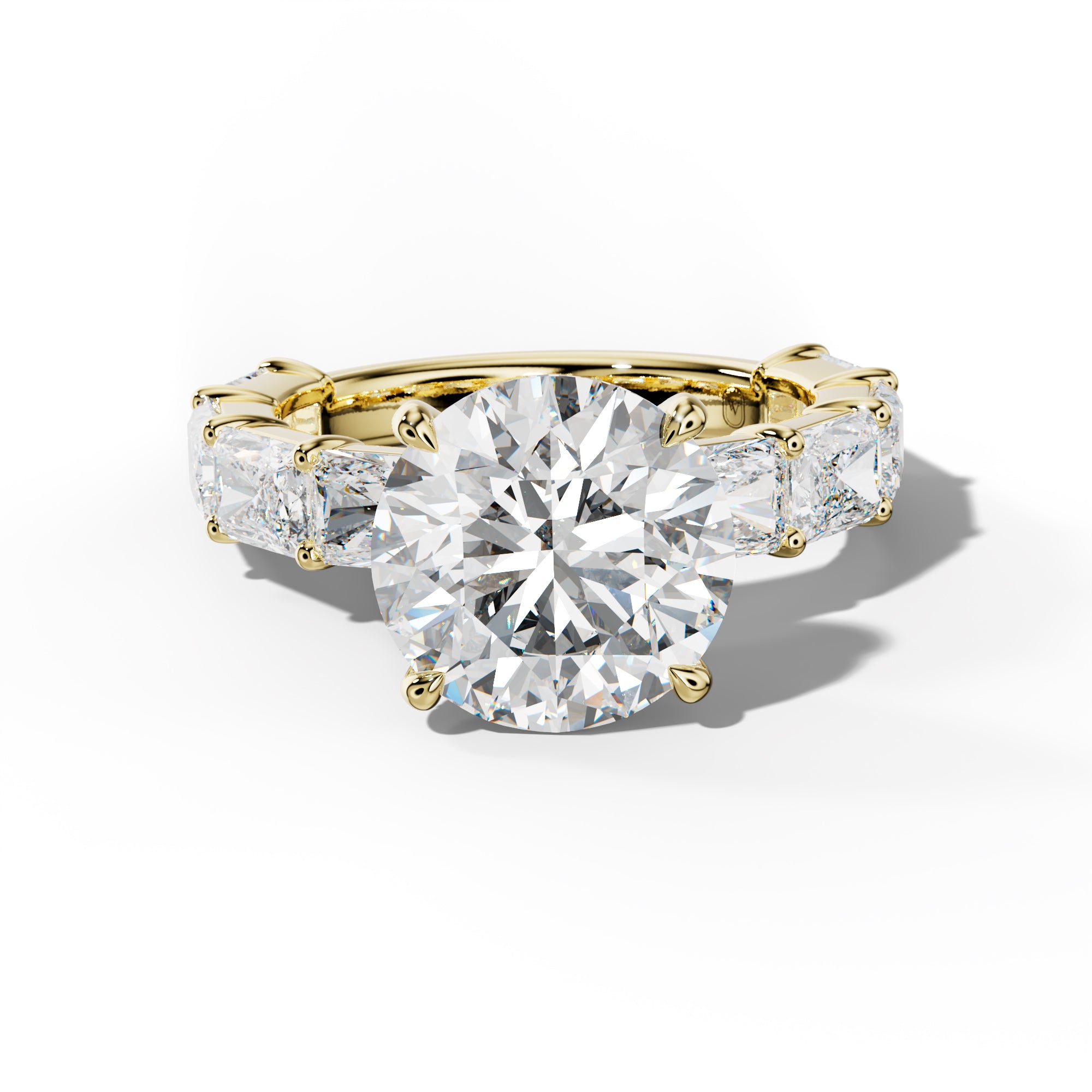Della Round Diamond Engagement Ring With East West Radiant Side Stones