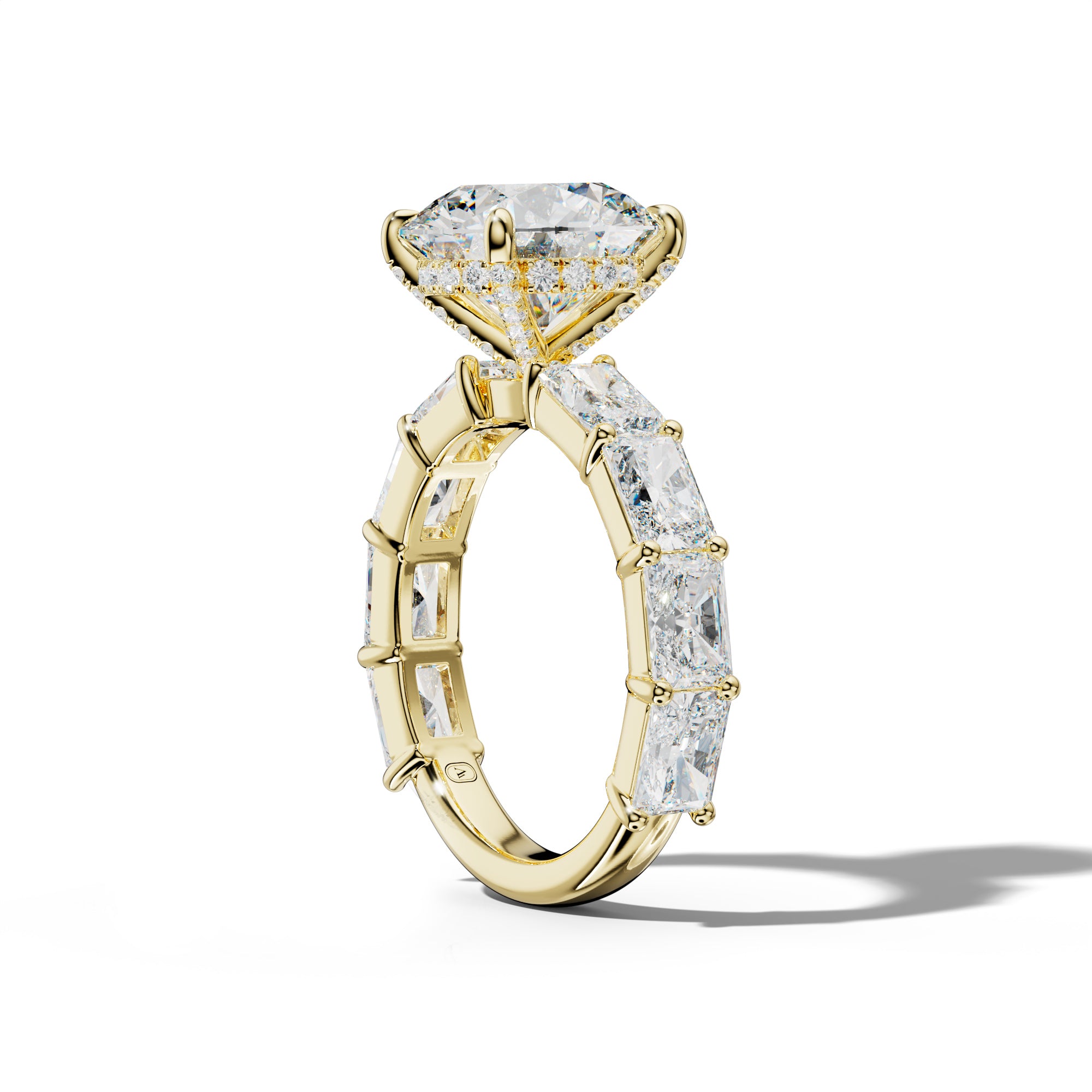 Della Round Diamond Engagement Ring With East West Radiant Side Stones