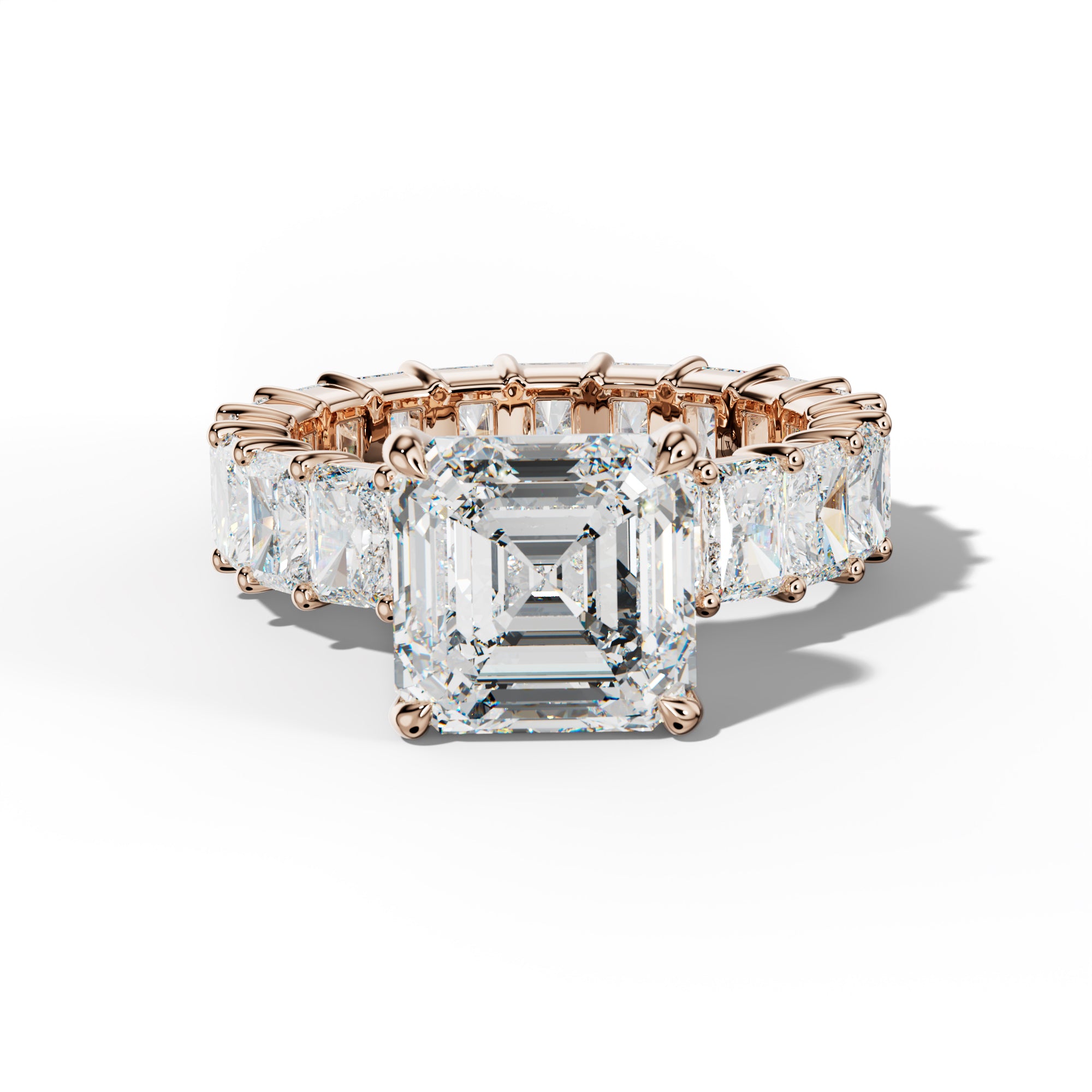 Nayeli Asscher Diamond Engagement Ring With Radiant Side Stones
