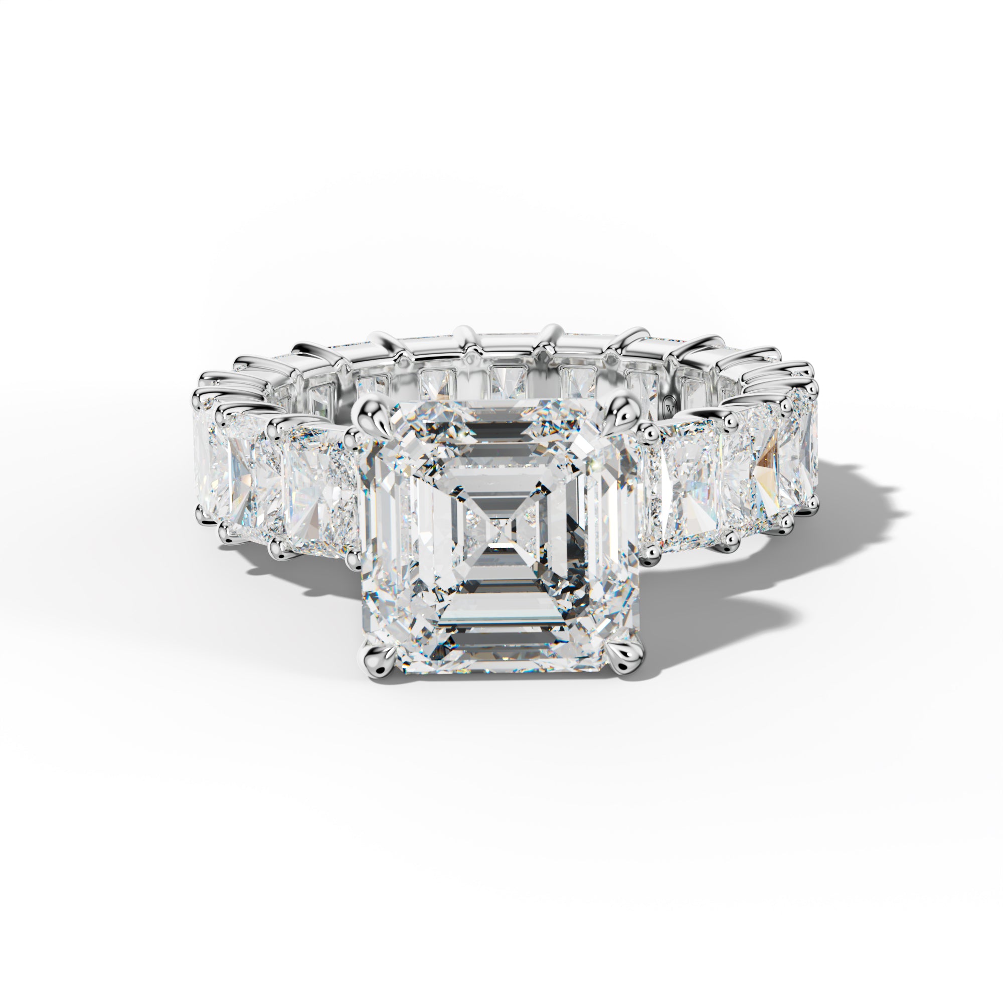 Nayeli Asscher Diamond Engagement Ring With Radiant Side Stones