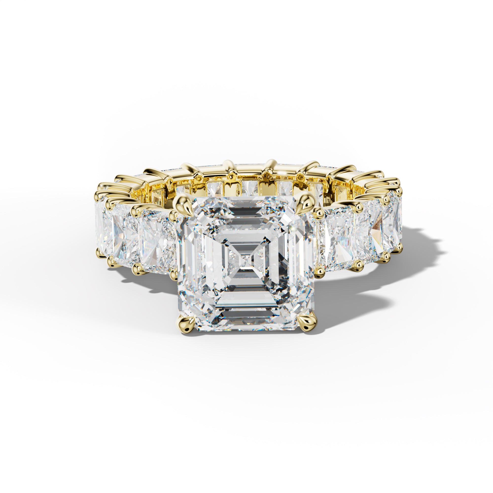 Nayeli Asscher Diamond Engagement Ring With Radiant Side Stones