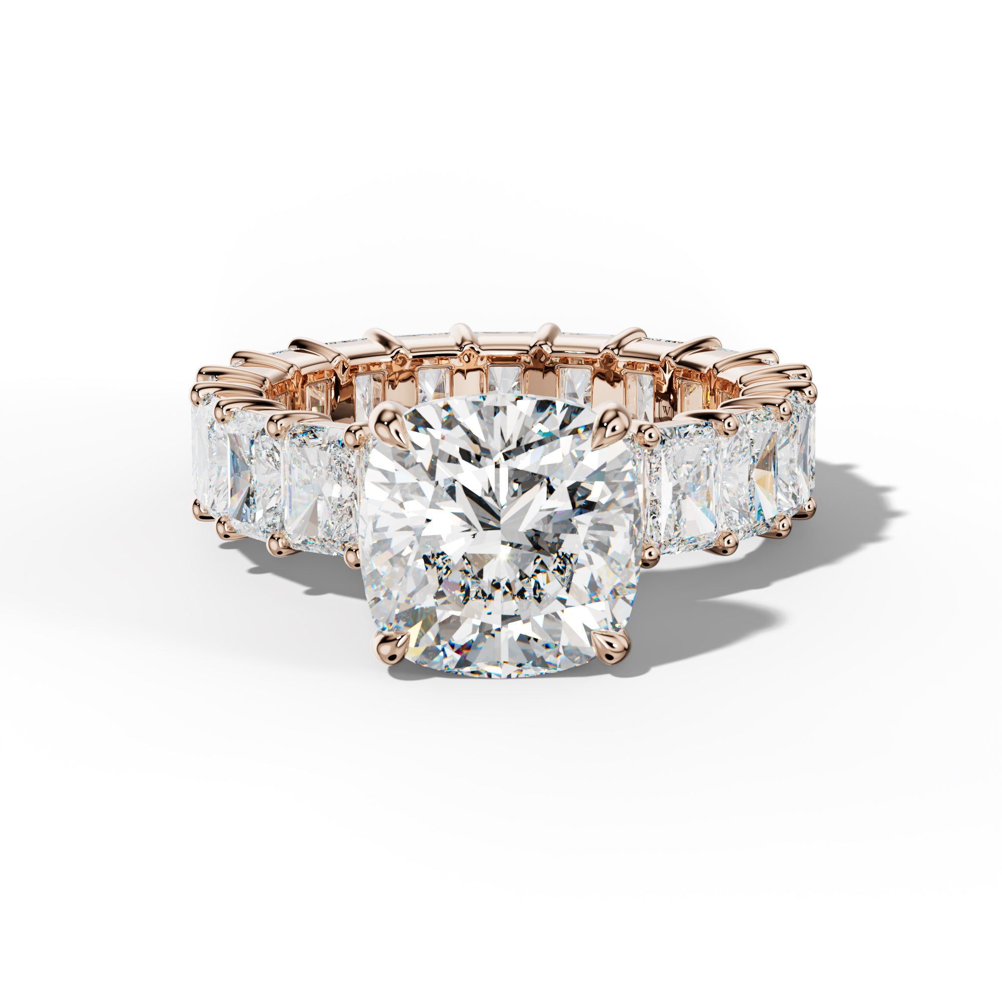Nayeli Cushion Diamond Engagement Ring With Radiant Side Stones