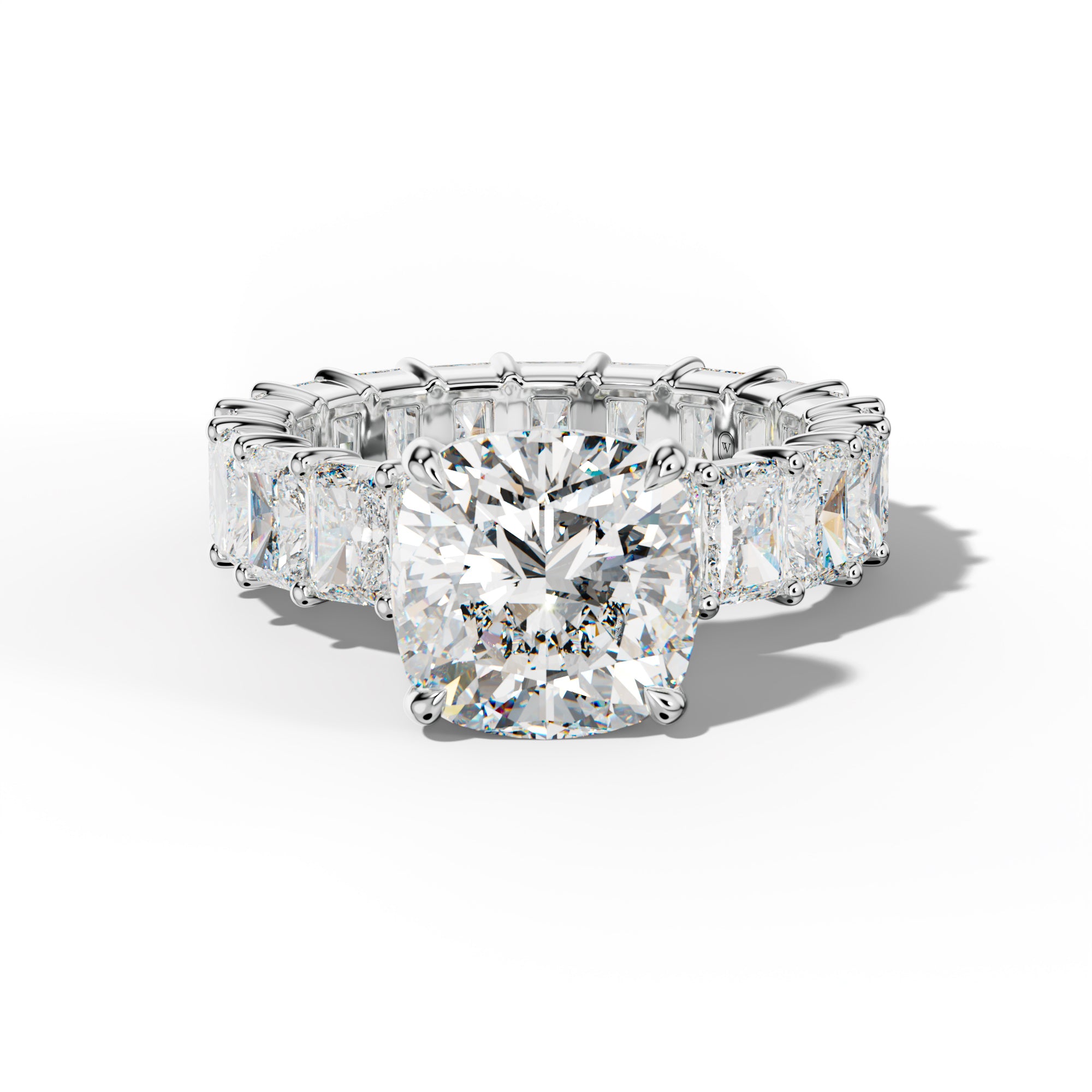 Nayeli Cushion Diamond Engagement Ring With Radiant Side Stones