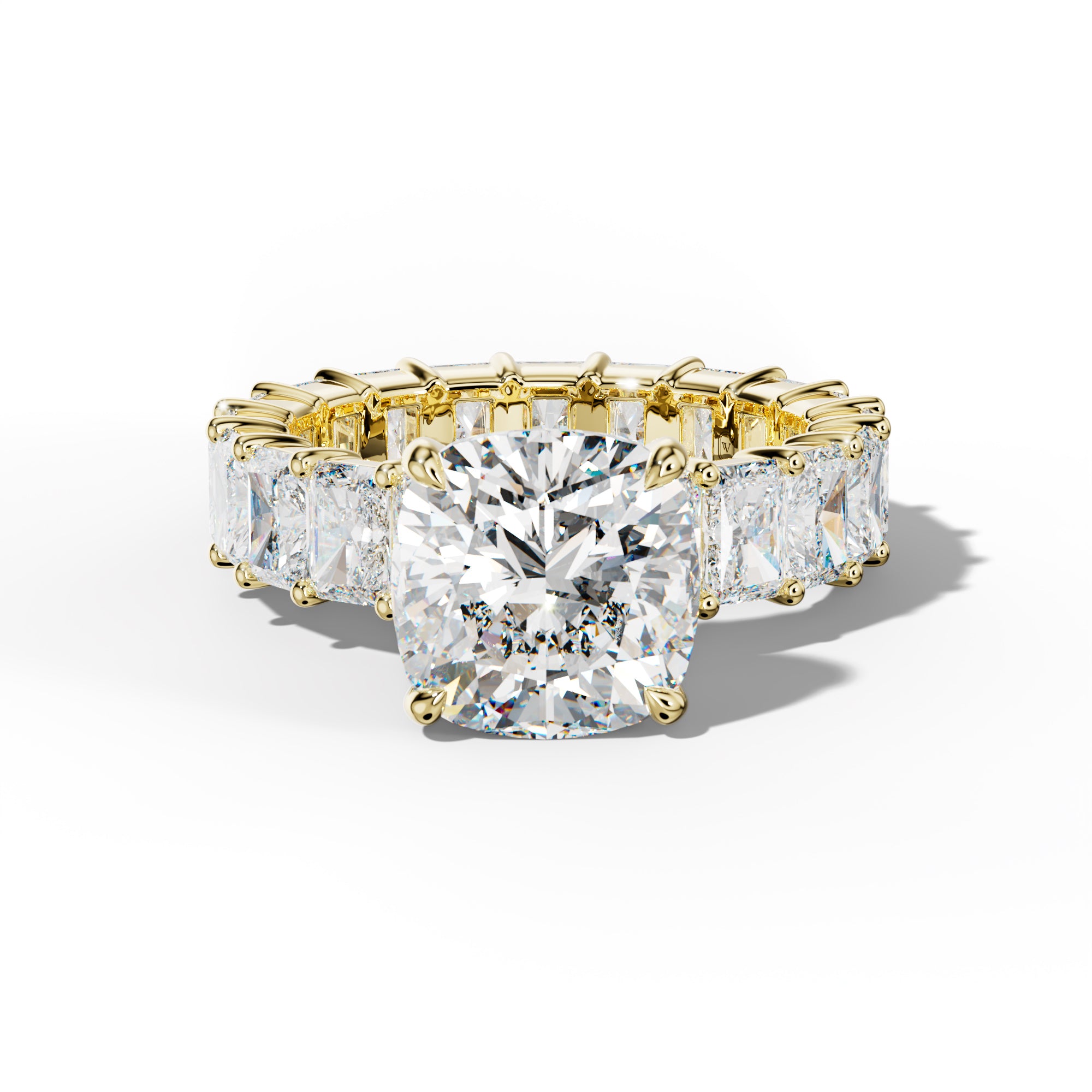 Nayeli Cushion Diamond Engagement Ring With Radiant Side Stones
