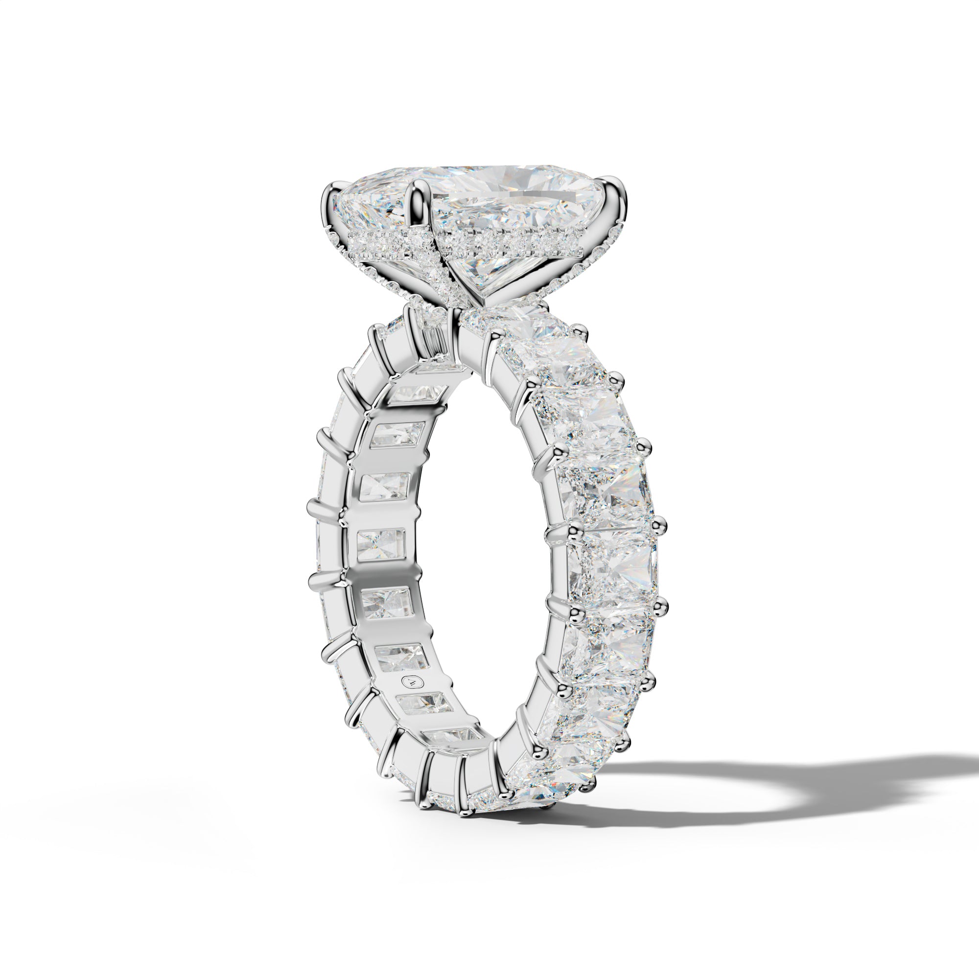 Nayeli Elongated Cushion Diamond Engagement Ring With Radiant Side Stones