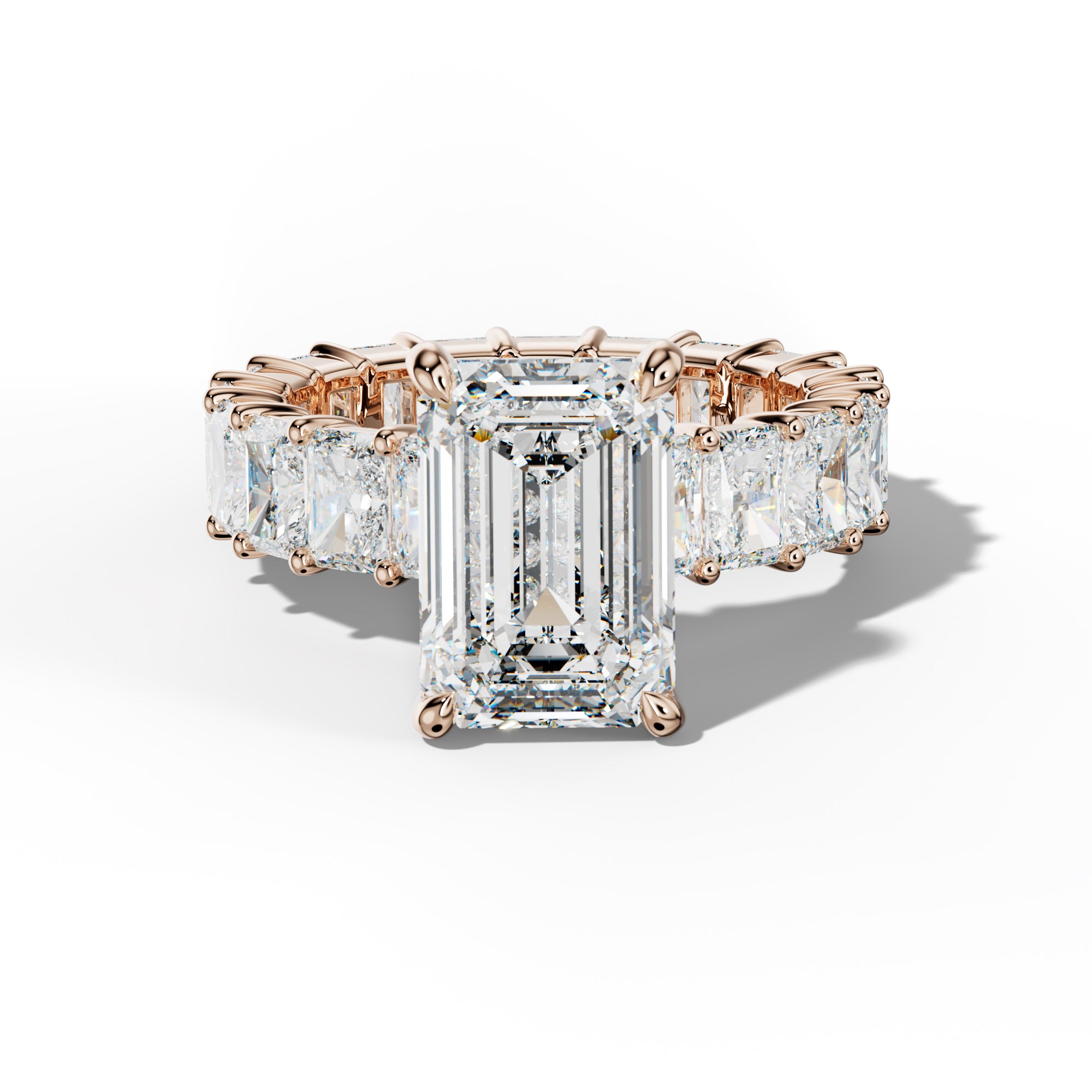 Nayeli Emerald Cut Engagement Ring With Radiant Side Stones