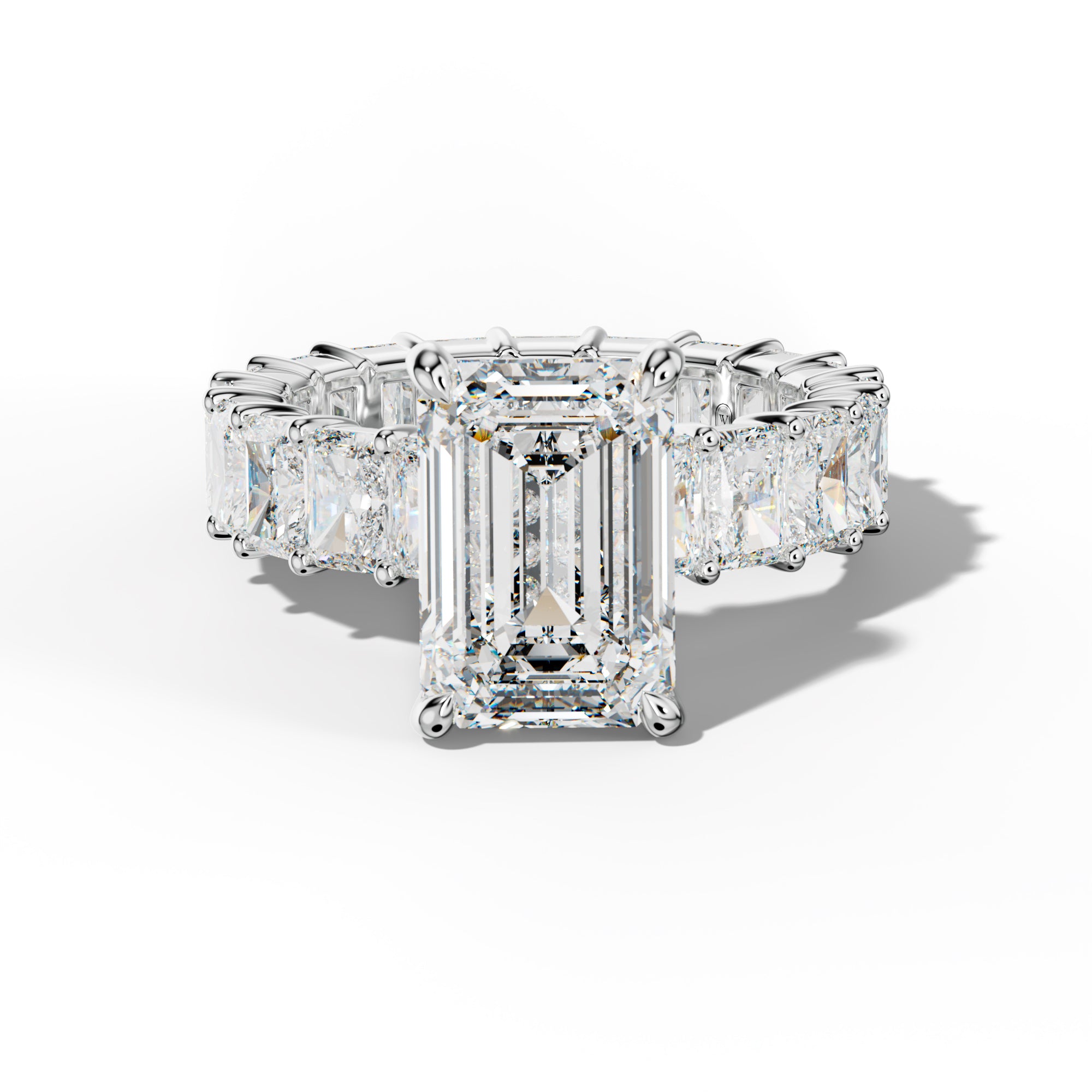 Nayeli Emerald Cut Engagement Ring With Radiant Side Stones