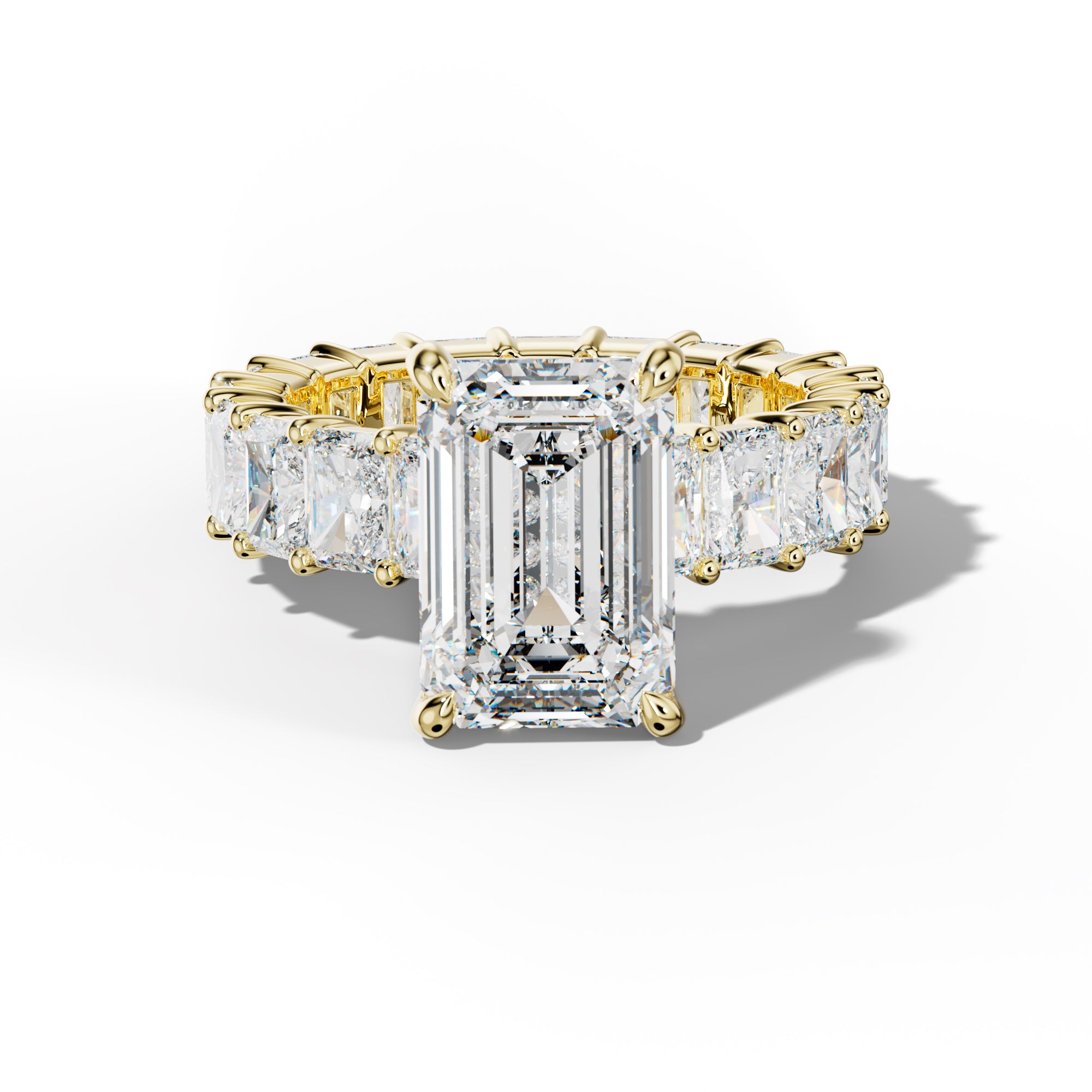 Nayeli Emerald Cut Engagement Ring With Radiant Side Stones