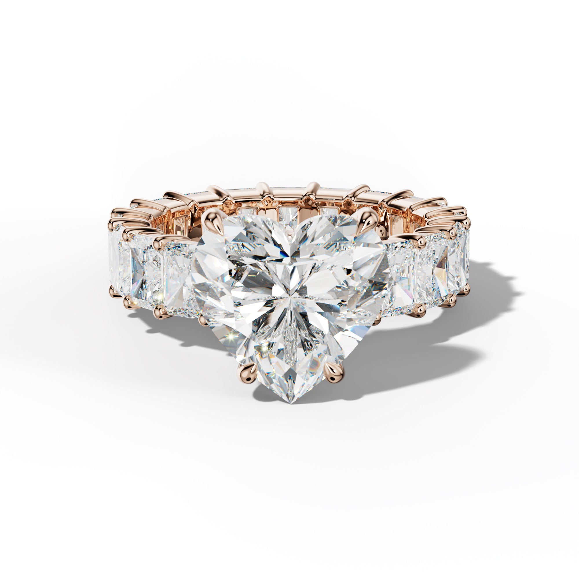 Nayeli Heart Diamond Engagement Ring With Radiant Side Stones