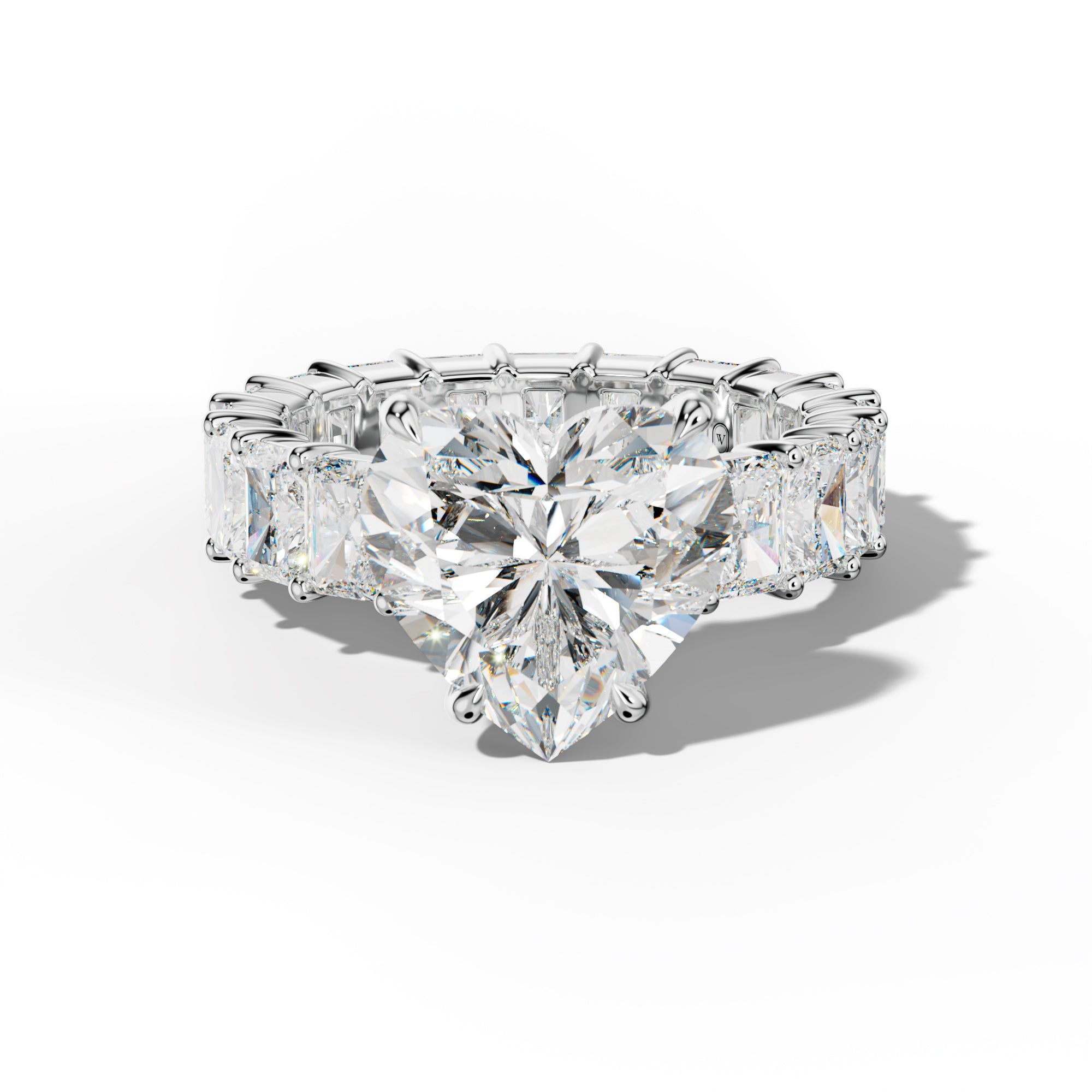 Nayeli Heart Diamond Engagement Ring With Radiant Side Stones