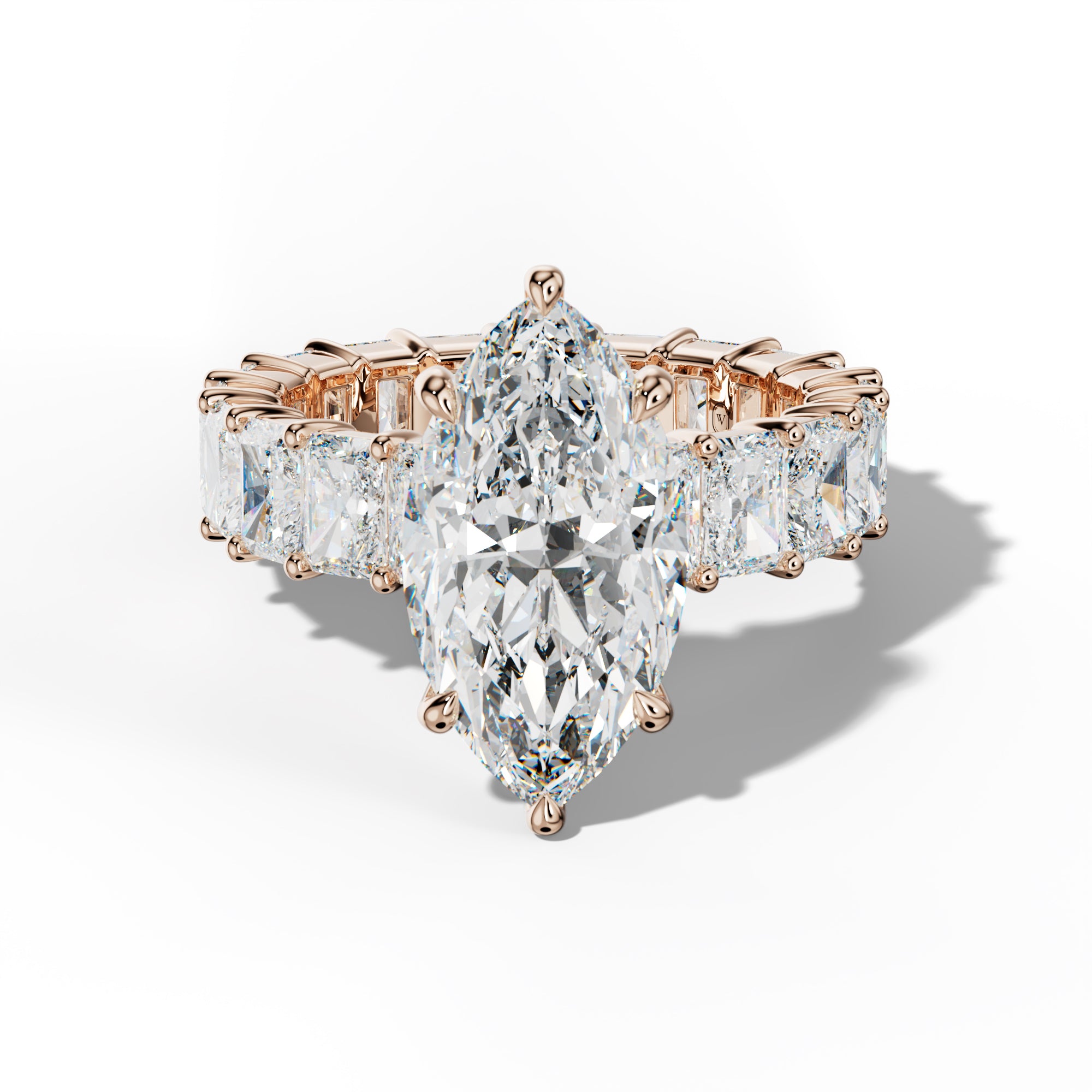 Nayeli Marquise Diamond Engagement Ring With Radiant Side Stones