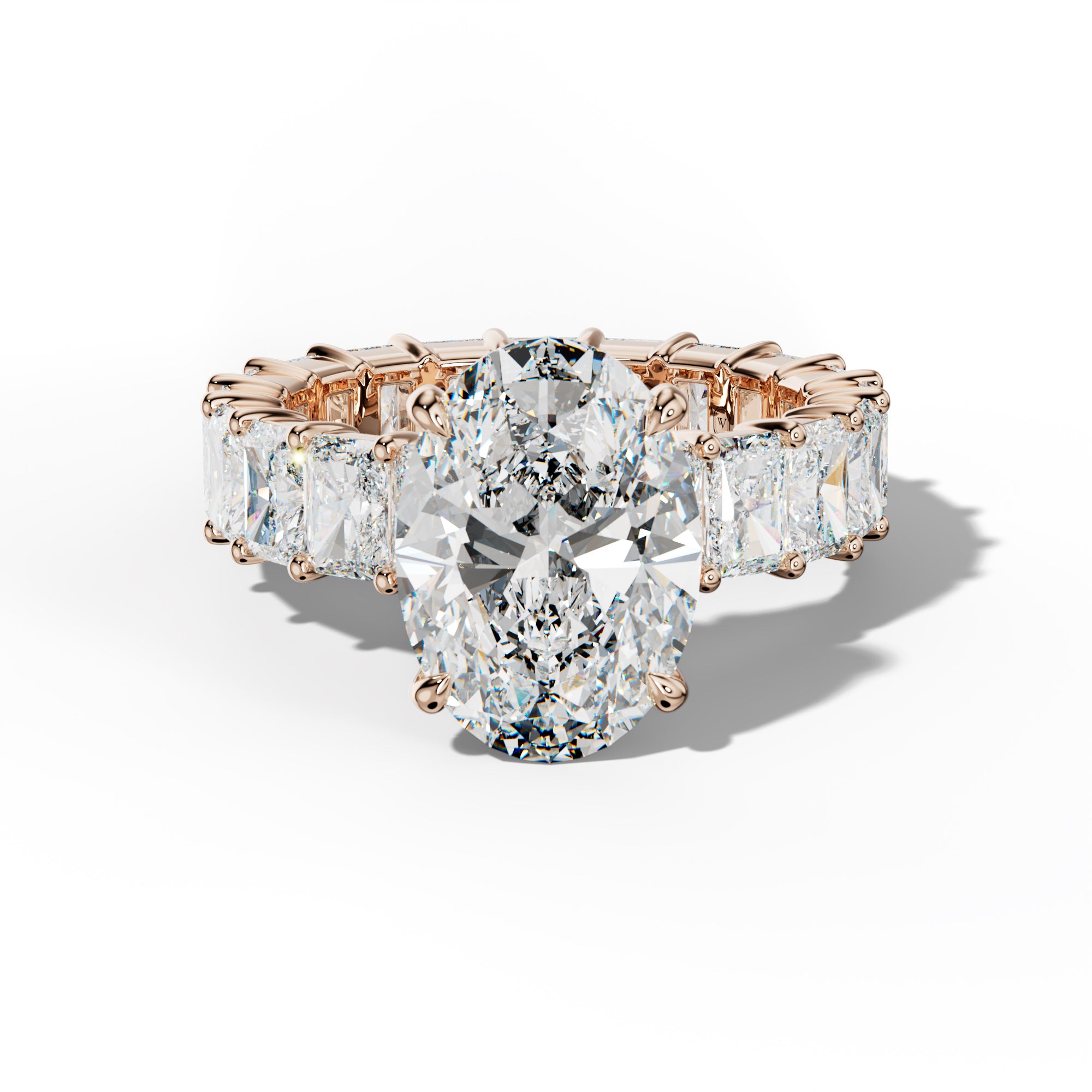 Nayeli Oval Diamond Engagement Ring With Radiant Side Stones