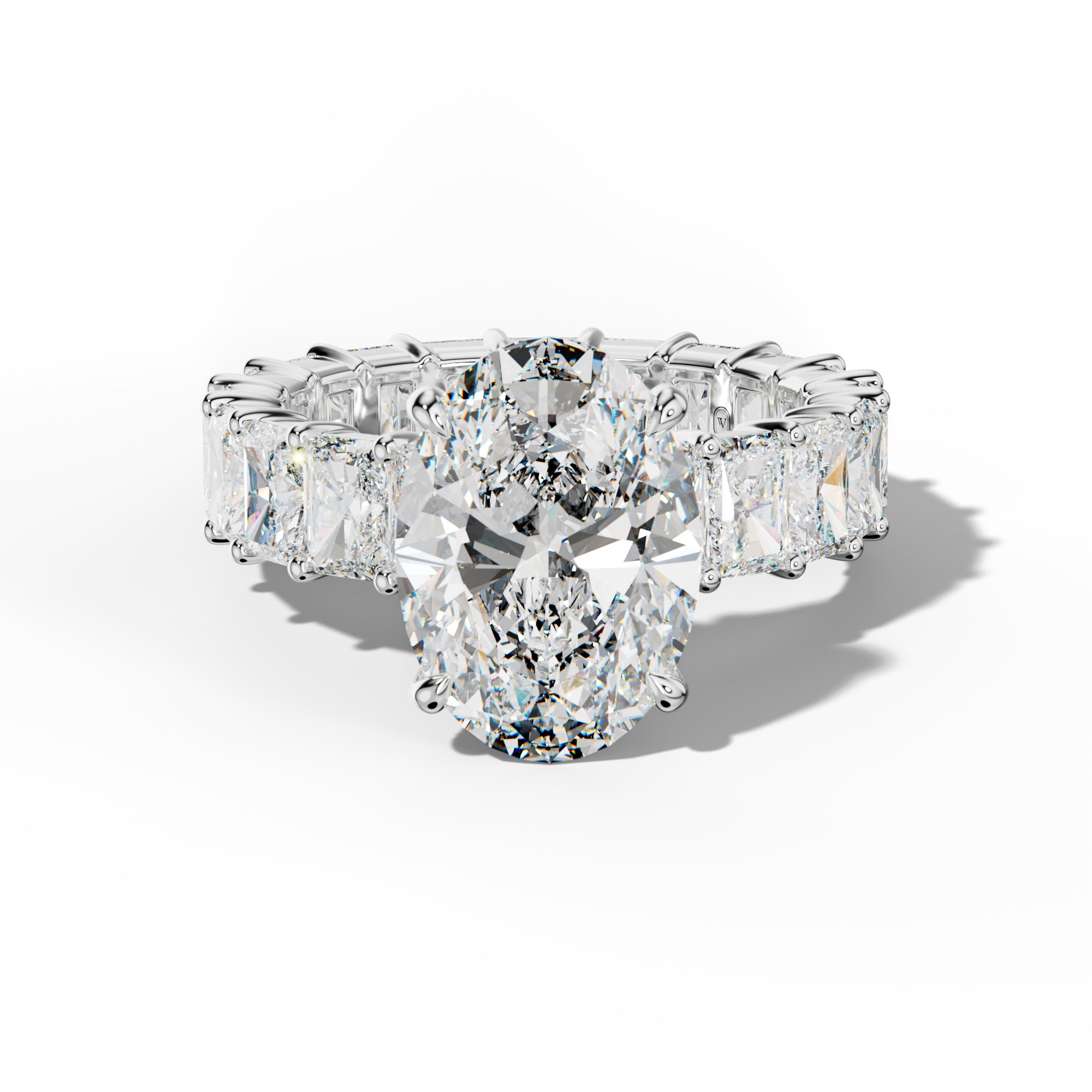 Nayeli Oval Diamond Engagement Ring With Radiant Side Stones