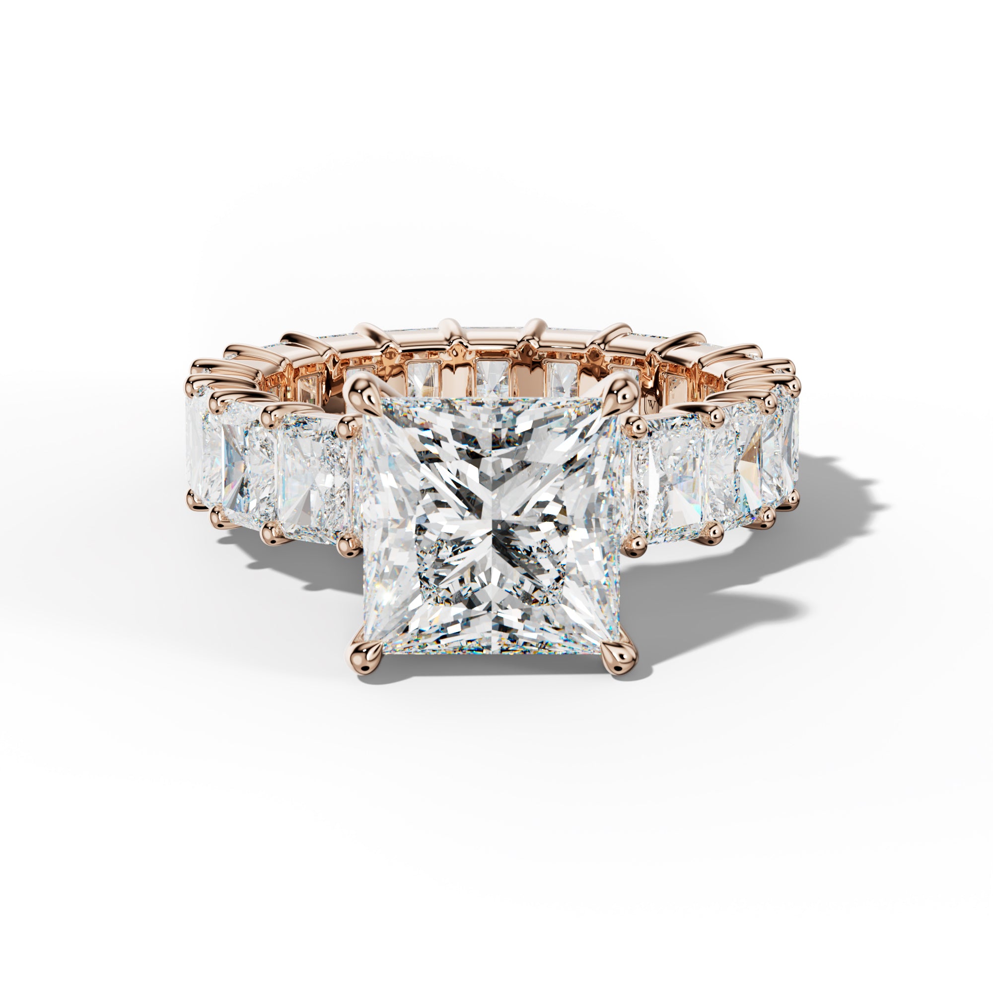 Nayeli Princess Cut Engagement Ring With Radiant Side Stones