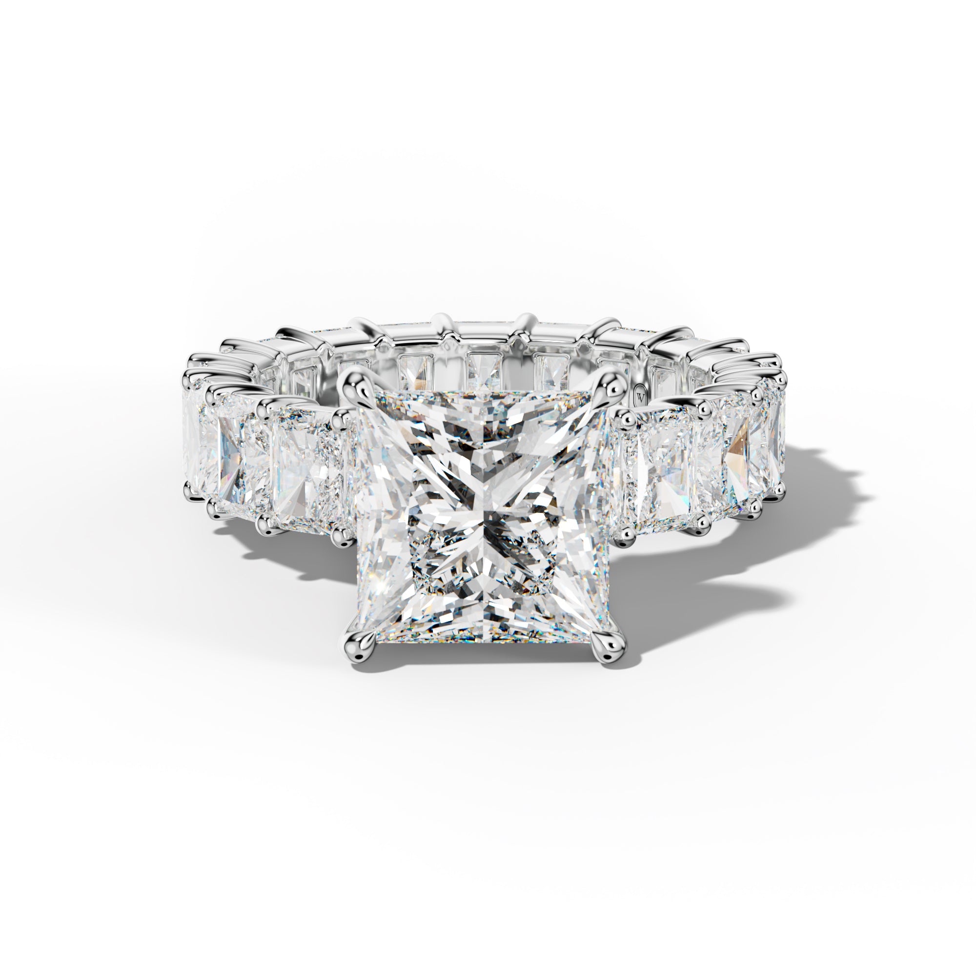 Nayeli Princess Cut Engagement Ring With Radiant Side Stones