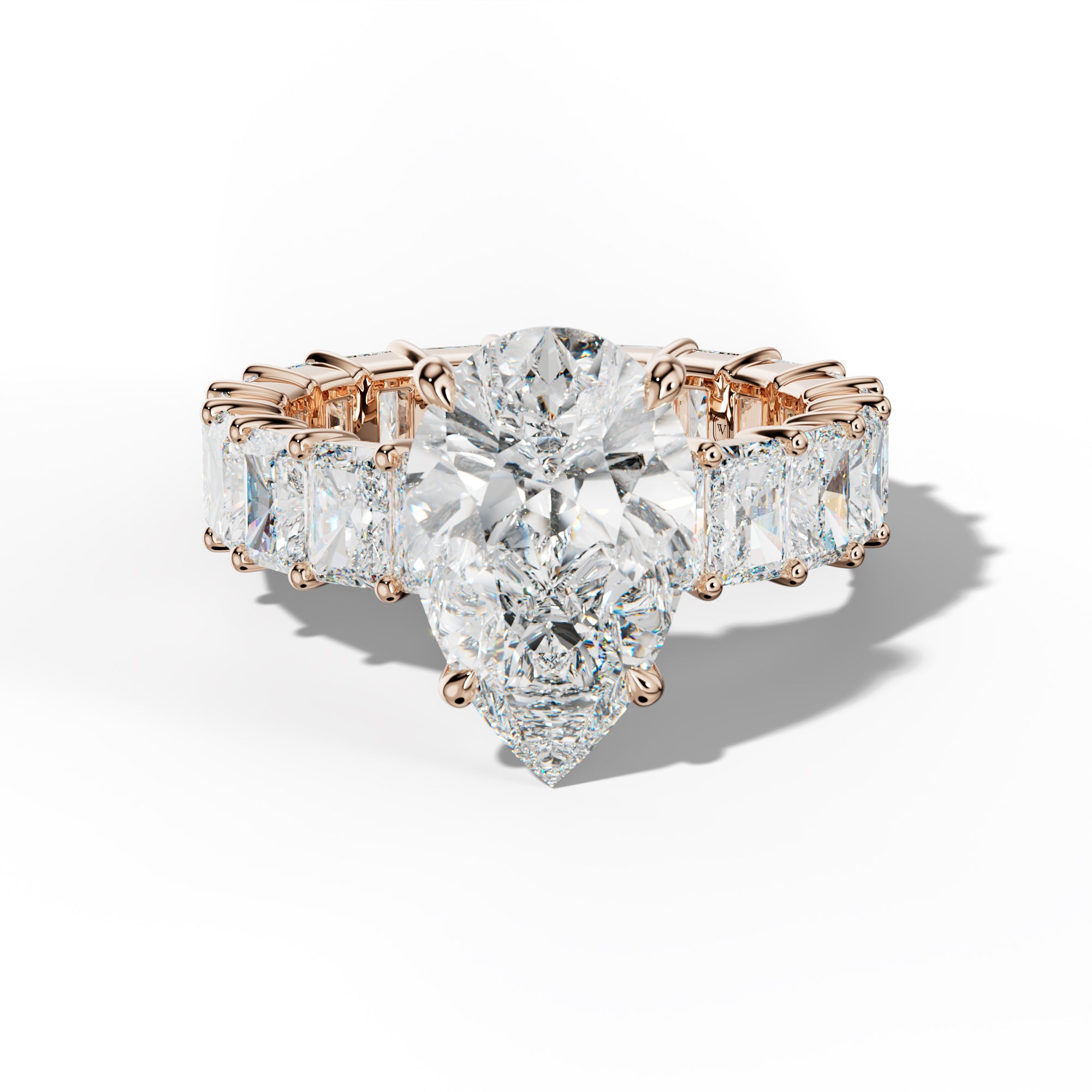 Nayeli Pear Shape Engagement Ring With Radiant Side Stones