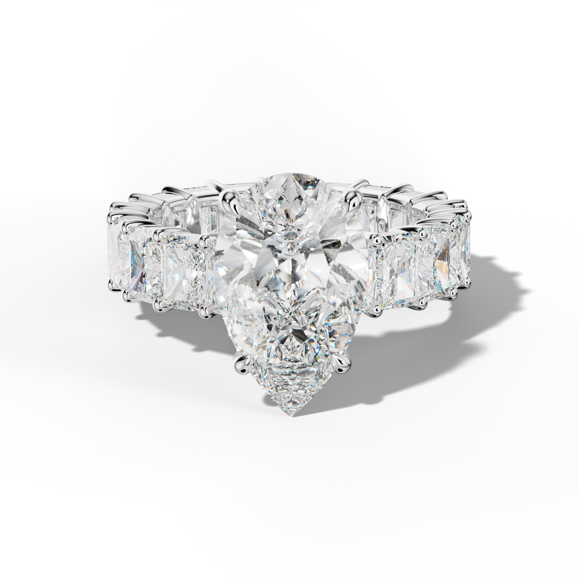 Nayeli Pear Shape Engagement Ring With Radiant Side Stones