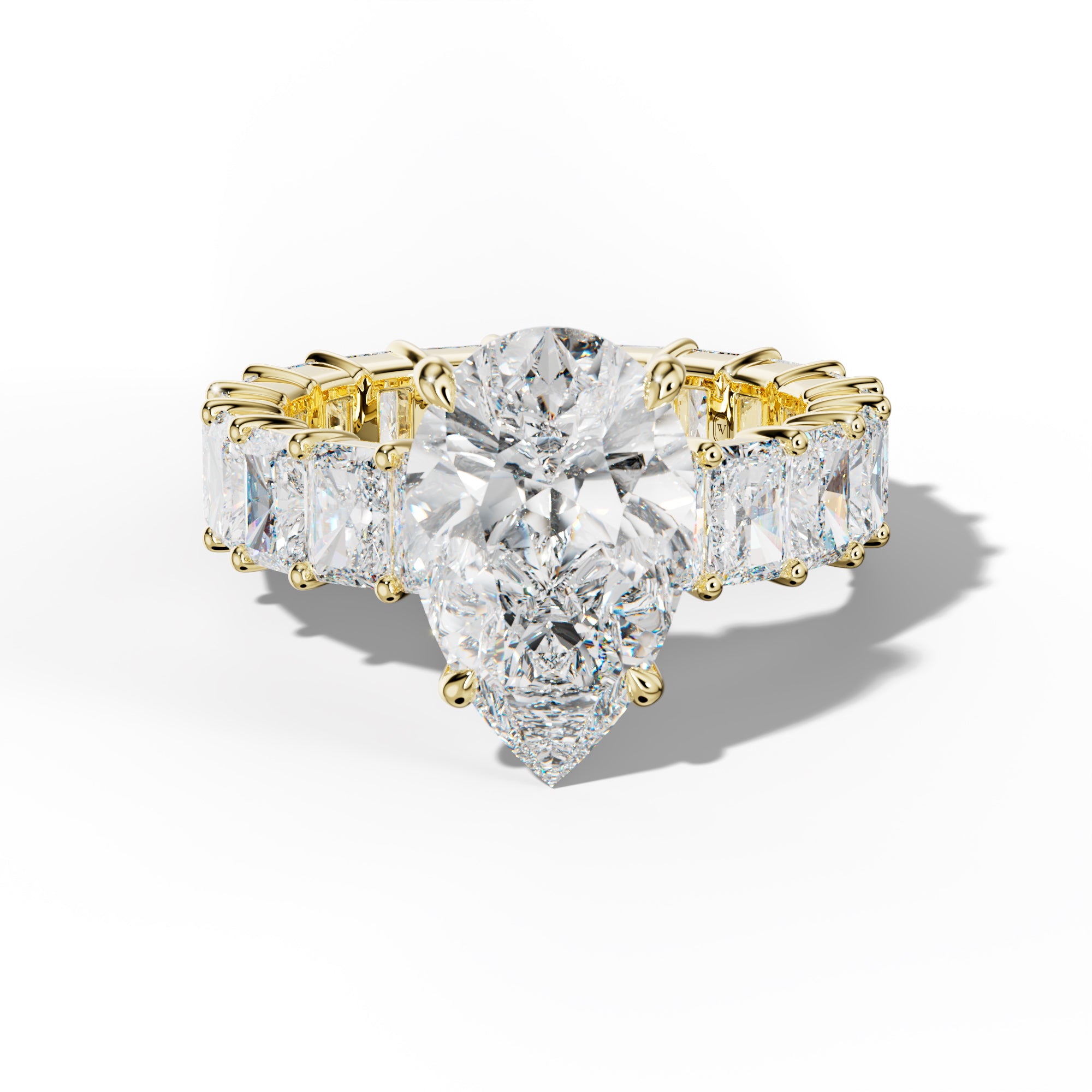 Nayeli Pear Shape Engagement Ring With Radiant Side Stones