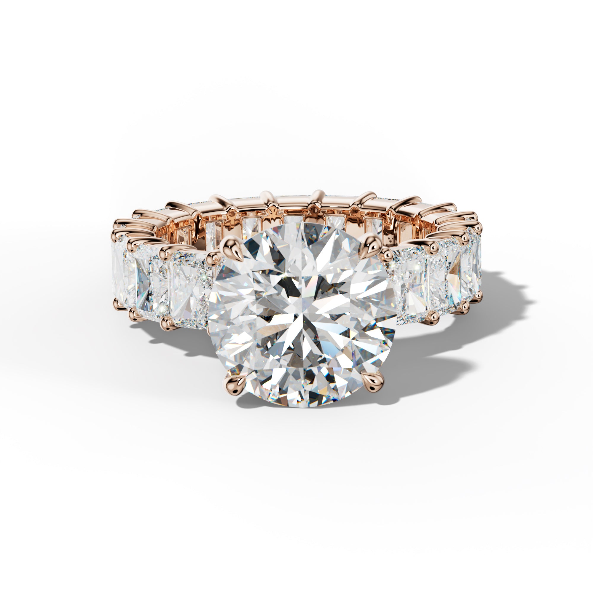 Nayeli Round Diamond Engagement Ring With Radiant Side Stones
