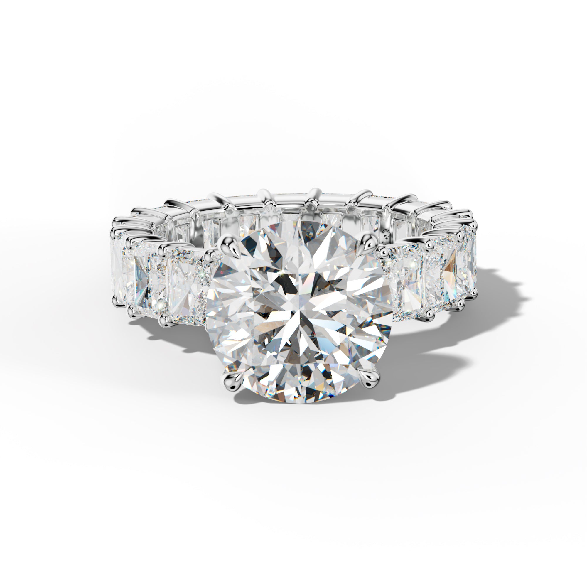 Nayeli Round Diamond Engagement Ring With Radiant Side Stones