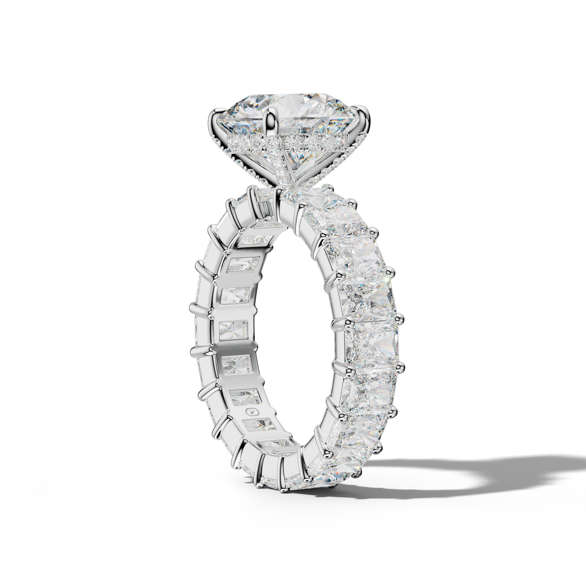 Nayeli Round Diamond Engagement Ring With Radiant Side Stones