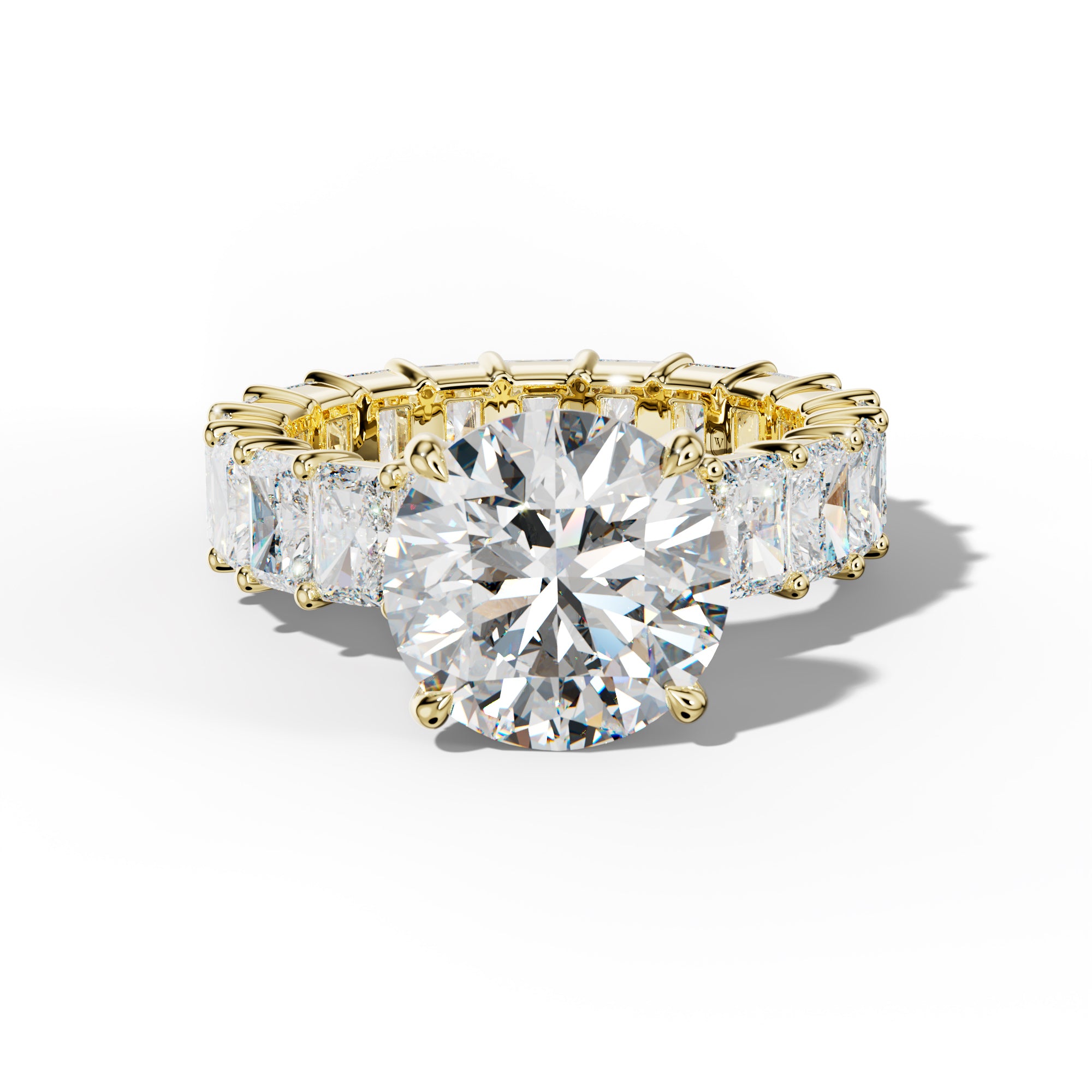 Nayeli Round Diamond Engagement Ring With Radiant Side Stones