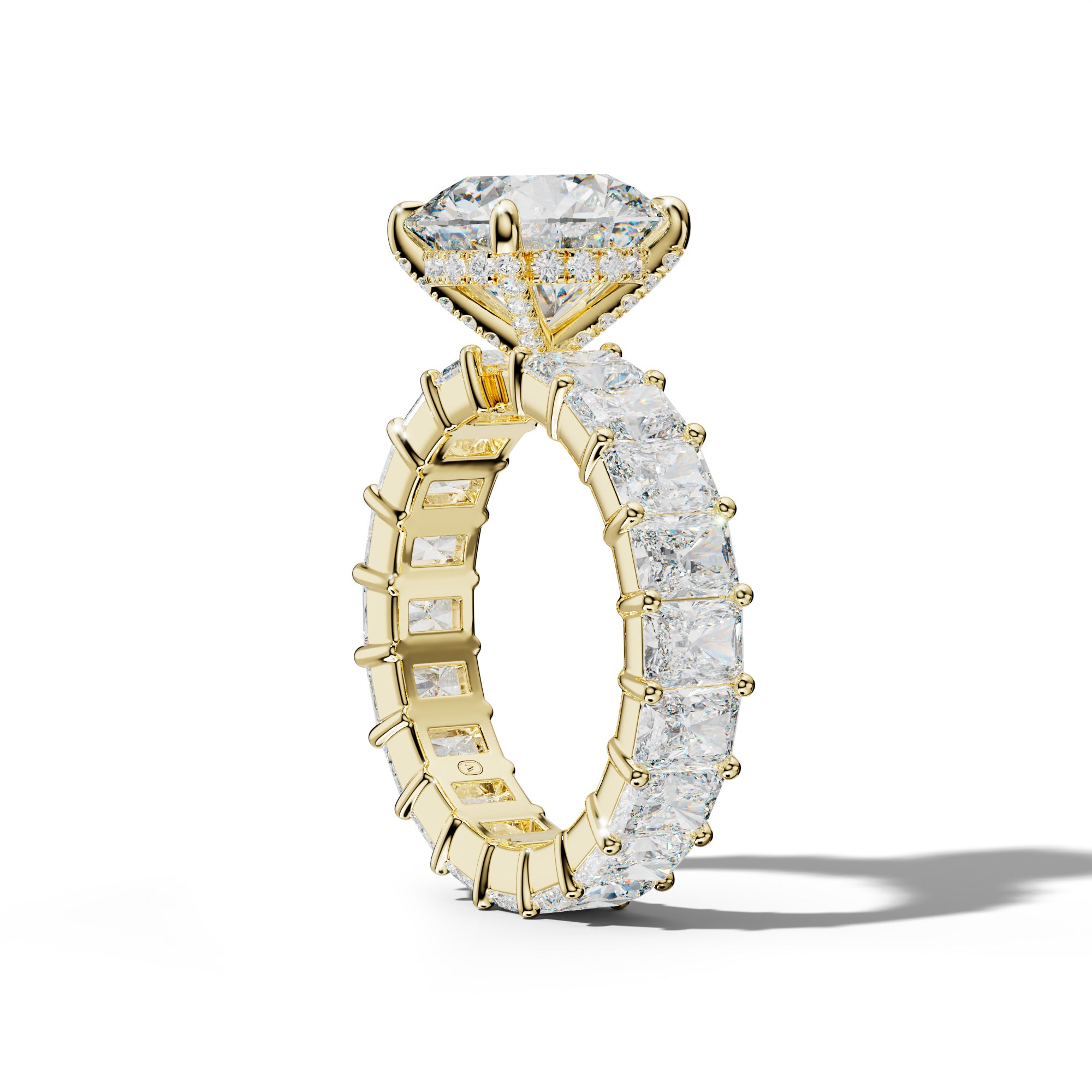 Nayeli Round Diamond Engagement Ring With Radiant Side Stones