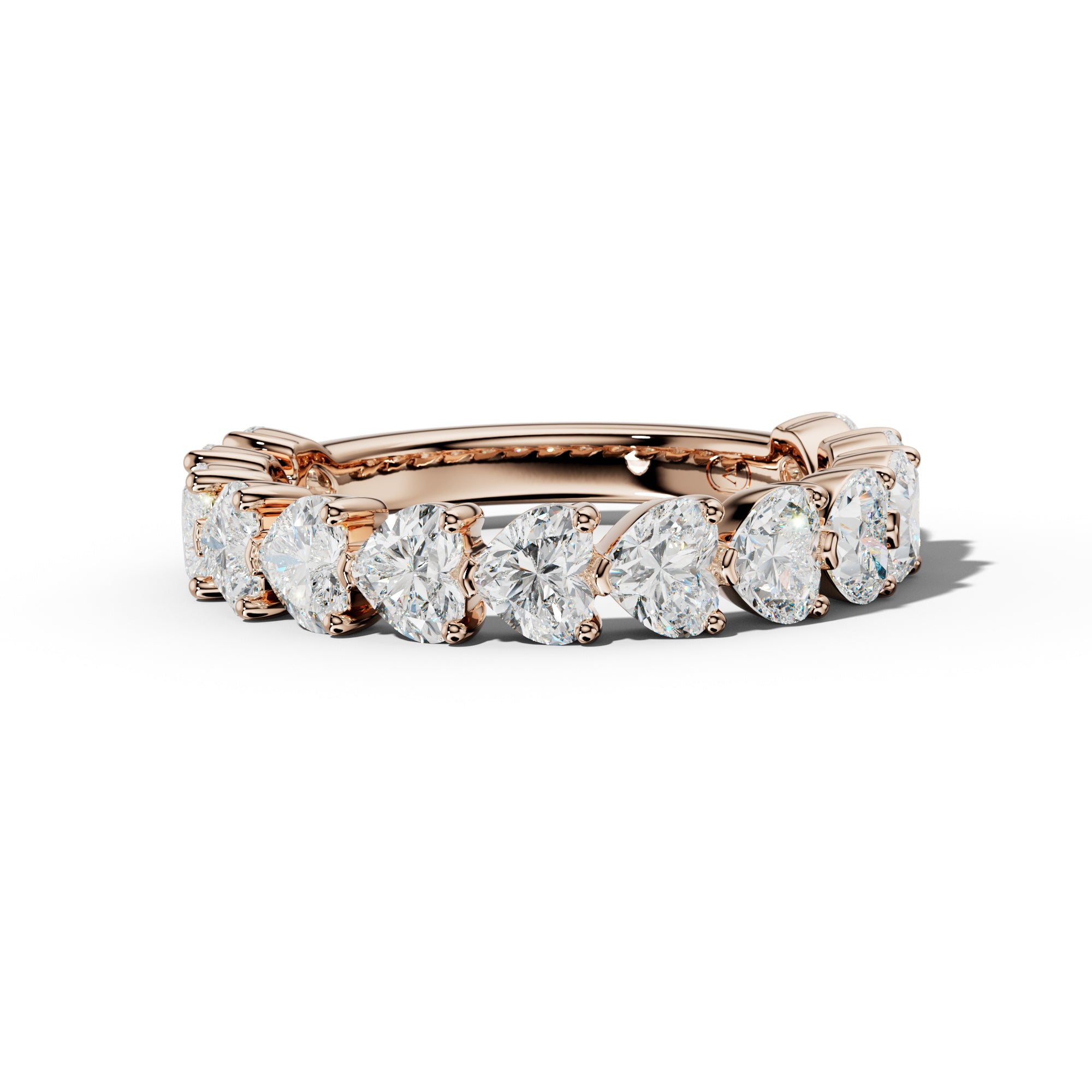 3.0 Carat East West Heart Diamond 3/4 Anniversary Band Shared Prong  Low-Set Design