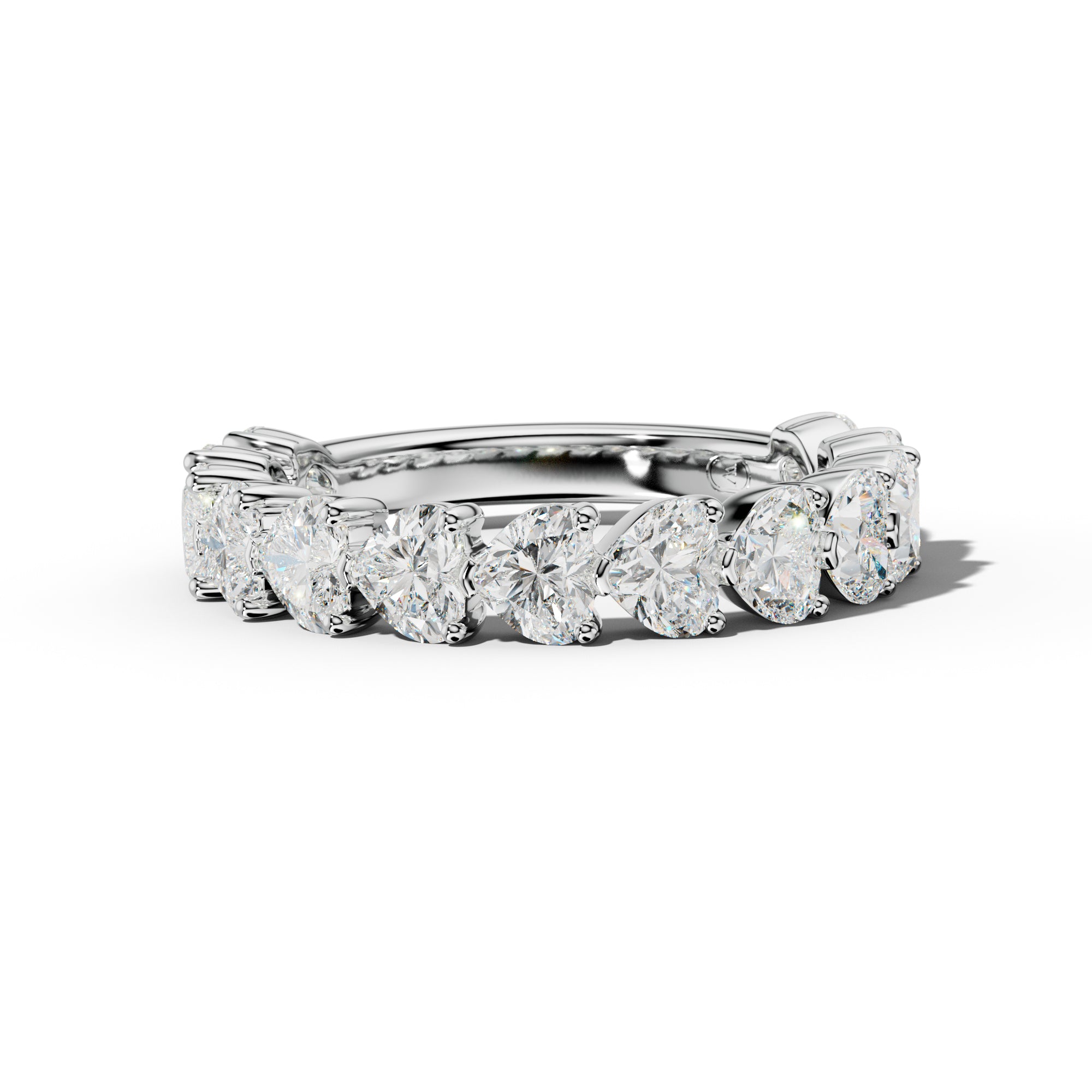 3.0 Carat East West Heart Diamond 3/4 Anniversary Band Shared Prong  Low-Set Design