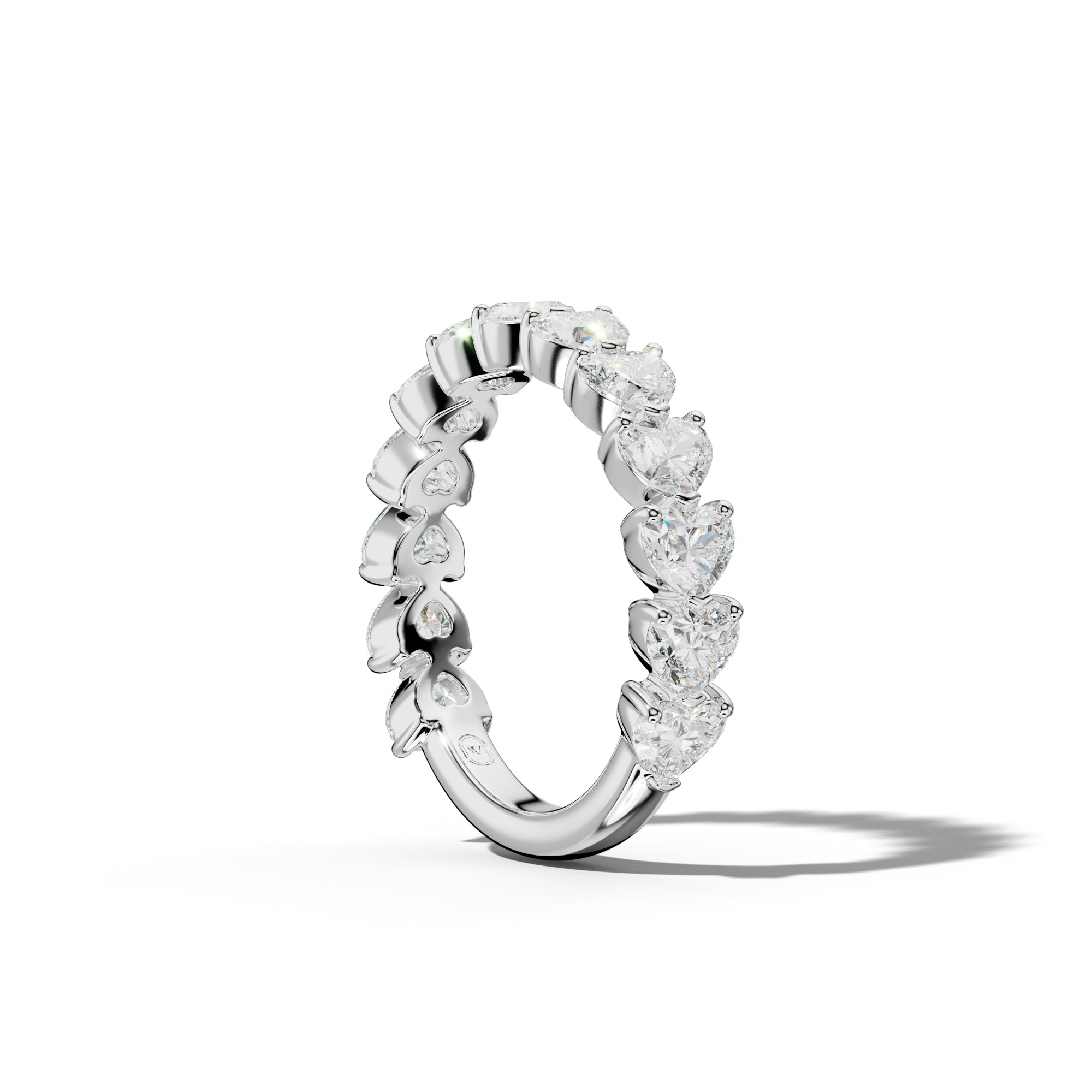 3.0 Carat East West Heart Diamond 3/4 Anniversary Band Shared Prong  Low-Set Design