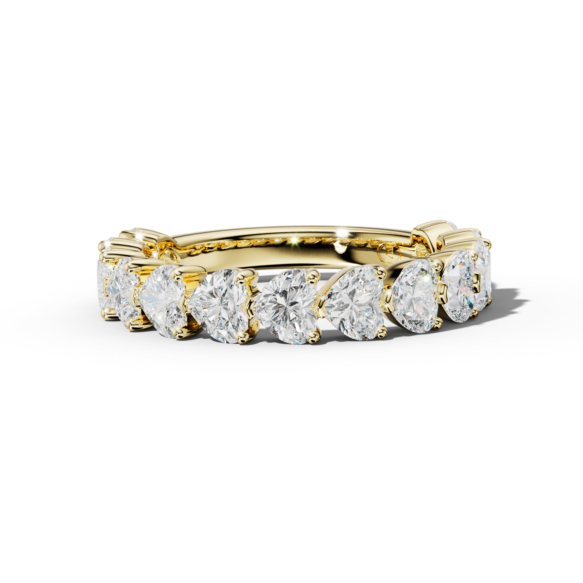 3.0 Carat East West Heart Diamond 3/4 Anniversary Band Shared Prong  Low-Set Design