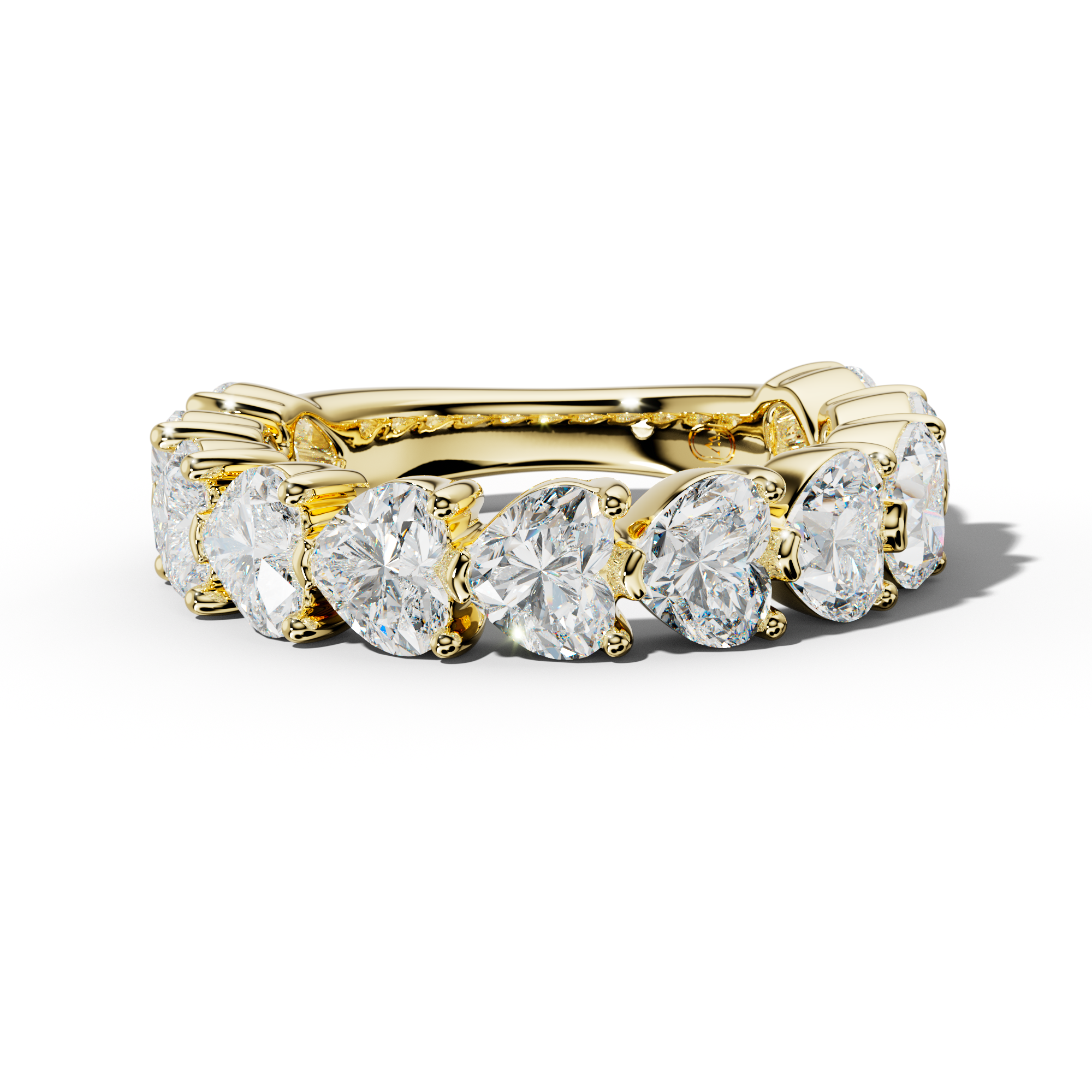 5.0 Carat East West Heart Diamond 3/4 Anniversary Band Shared Prong  Low-Set Design