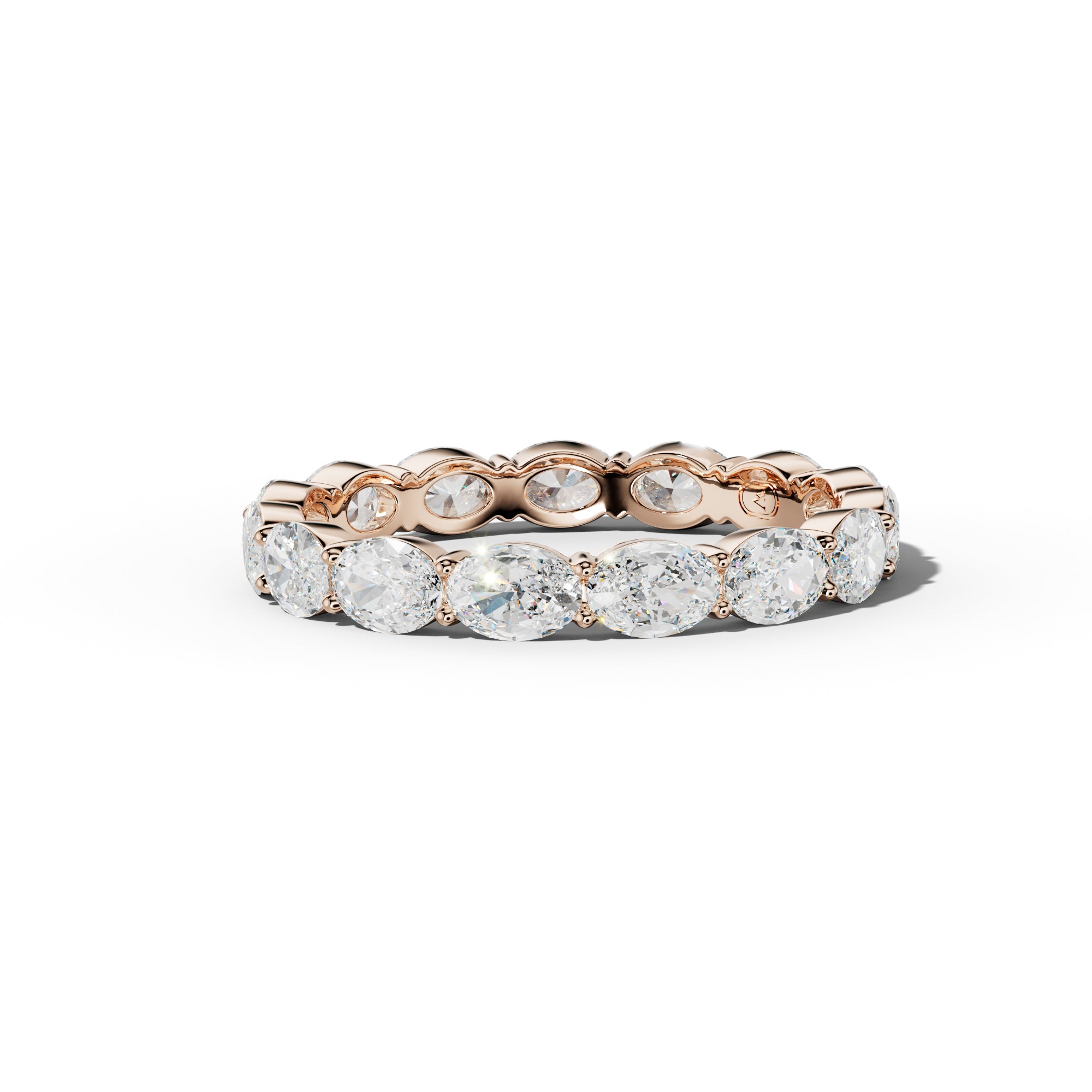 3.0 Carat East West Oval Diamond Eternity Band Shared Prong  Low-Set Design