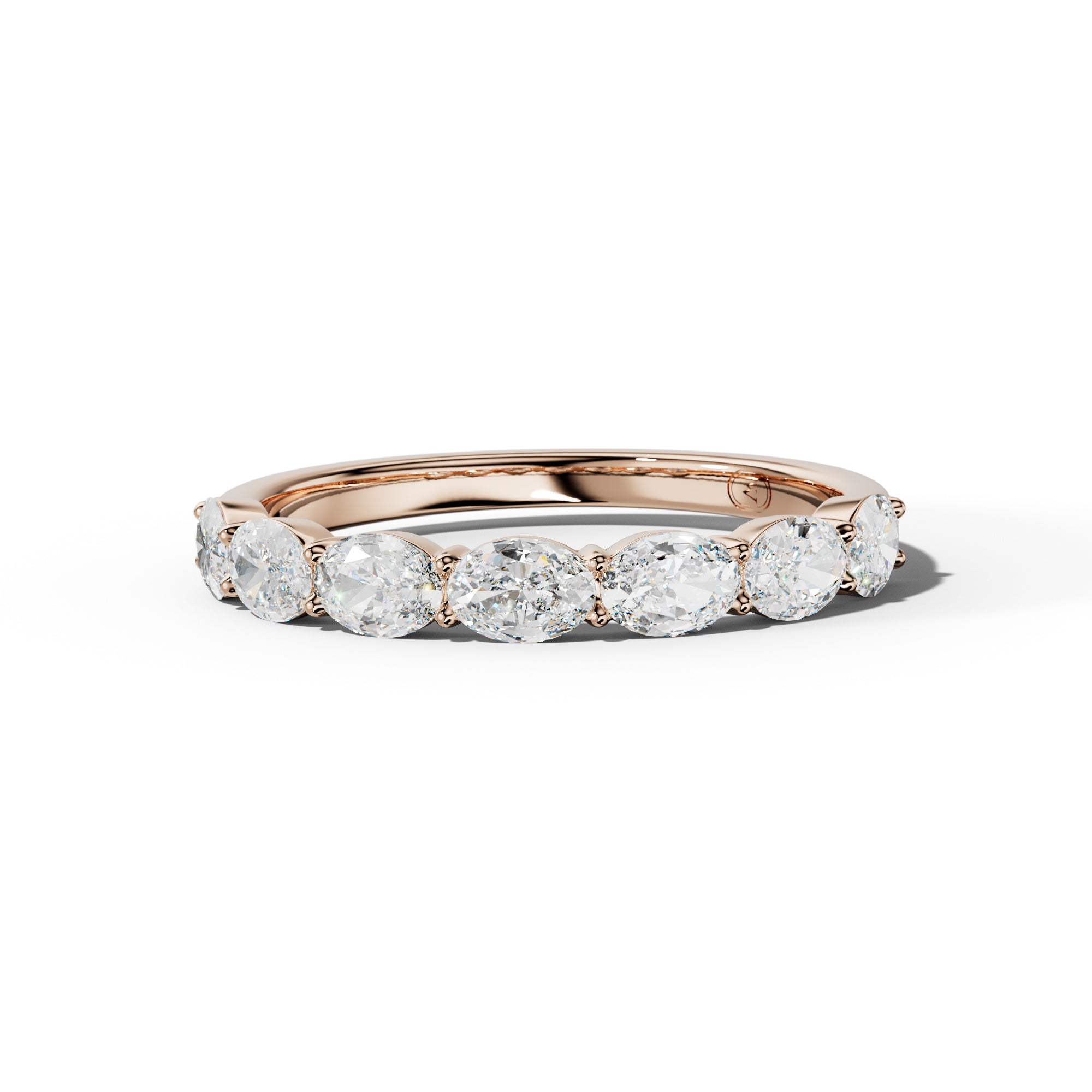 1.0 Carat East West Oval Diamond Half Anniversary Band Shared Prong  Low-Set Design