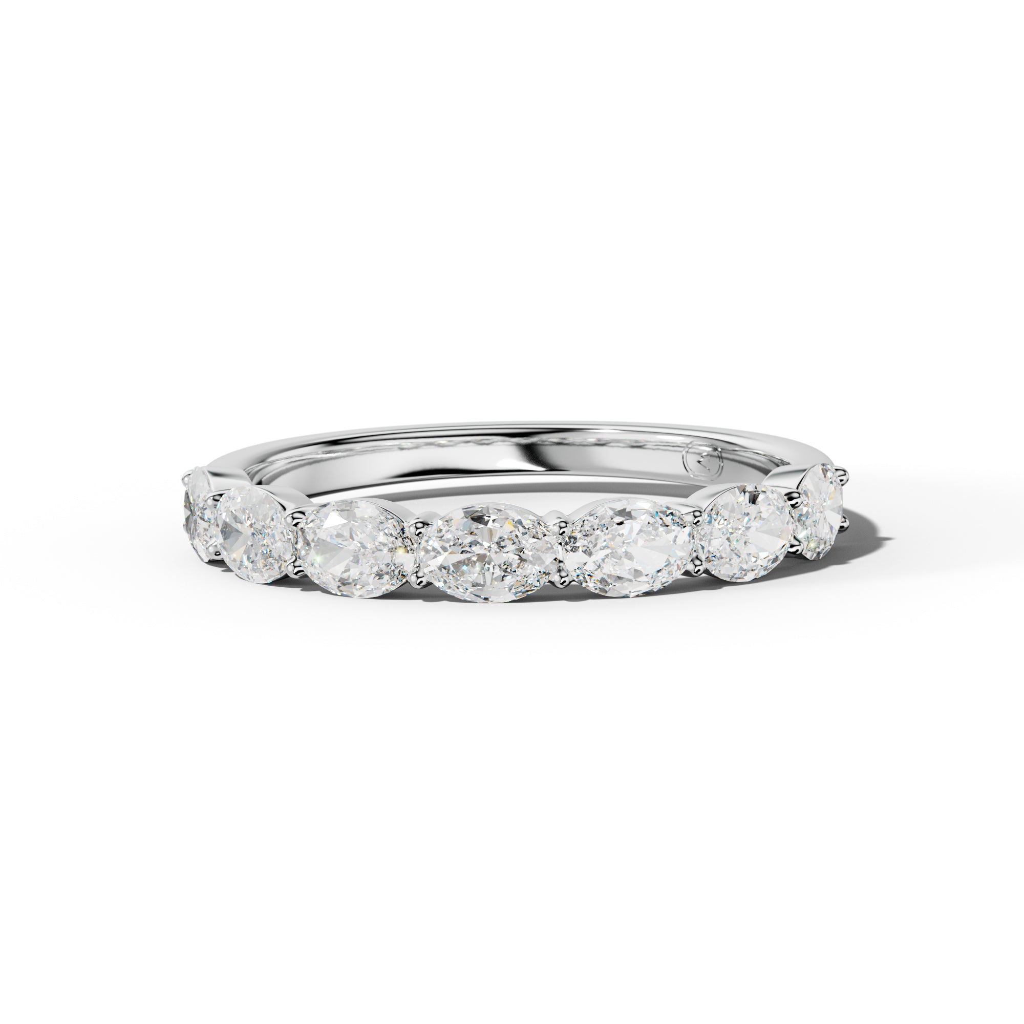 1.0 Carat East West Oval Diamond Half Anniversary Band Shared Prong  Low-Set Design