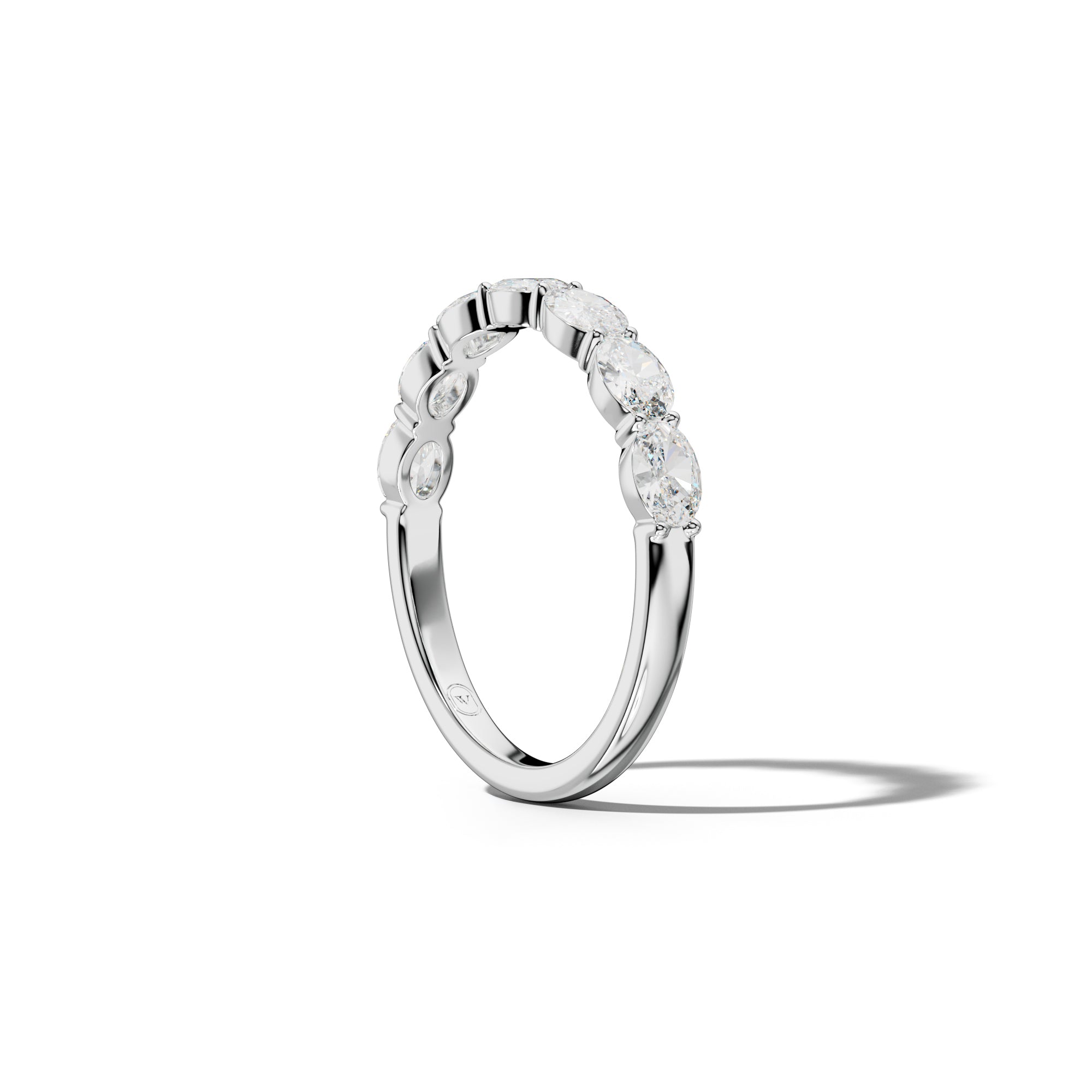 1.0 Carat East West Oval Diamond Half Anniversary Band Shared Prong  Low-Set Design