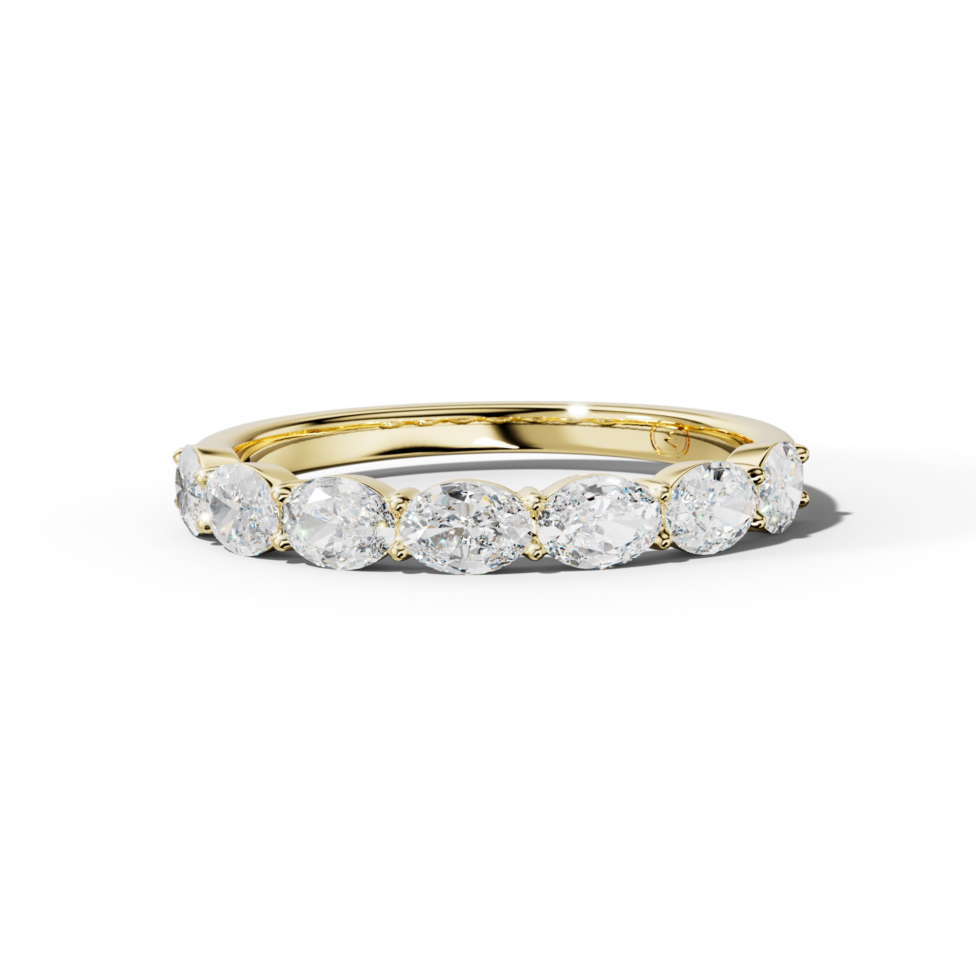 1.0 Carat East West Oval Diamond Half Anniversary Band Shared Prong  Low-Set Design