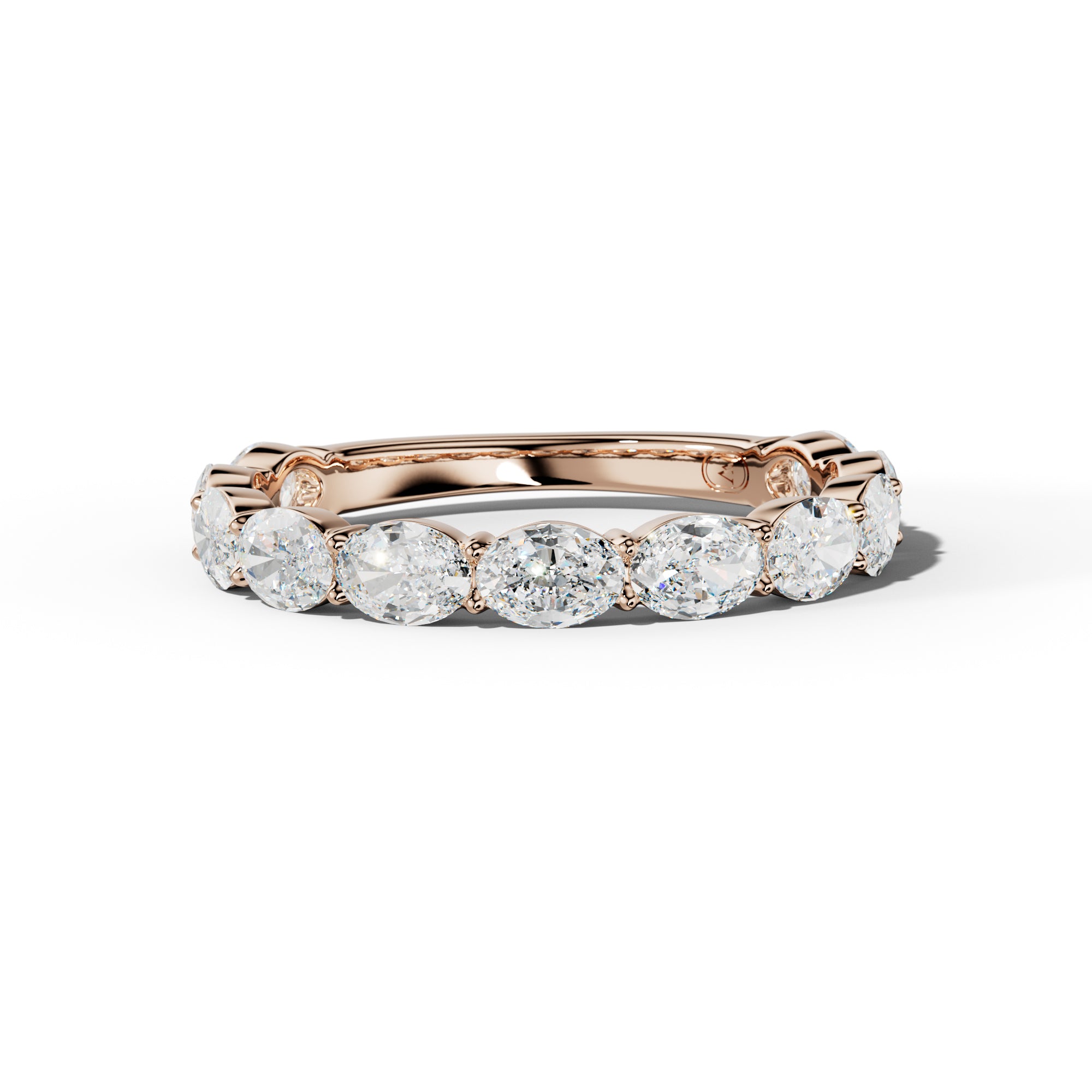2.0 Carat East West Oval Diamond 3/4 Anniversary Band Shared Prong  Low-Set Design