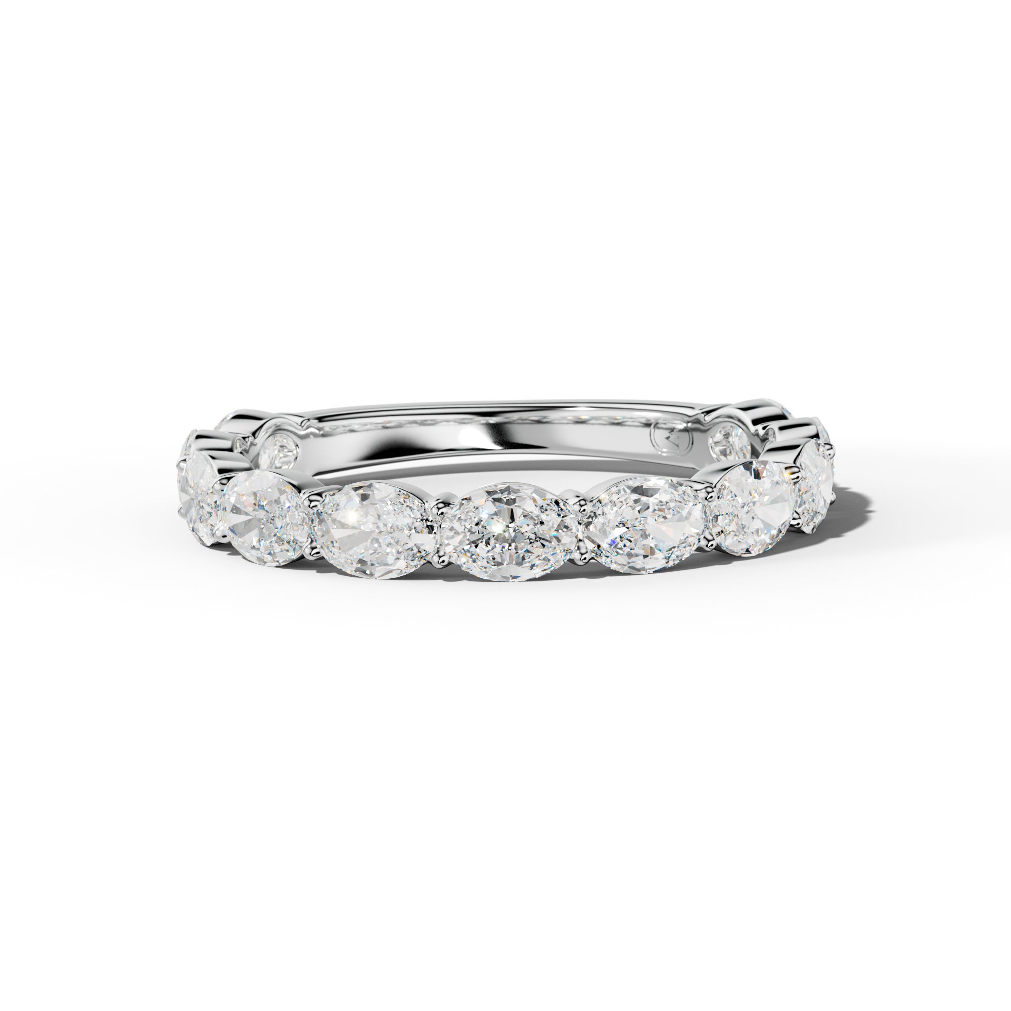 2.0 Carat East West Oval Diamond 3/4 Anniversary Band Shared Prong  Low-Set Design