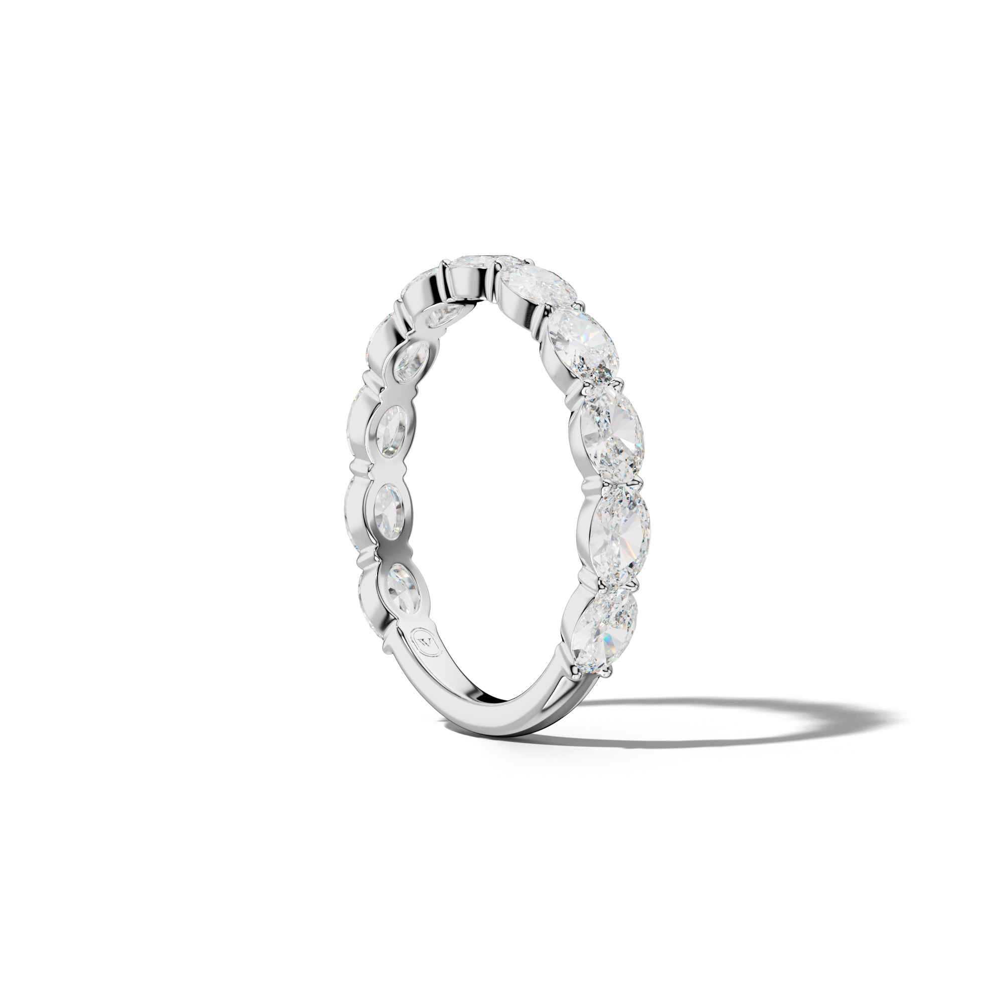 2.0 Carat East West Oval Diamond 3/4 Anniversary Band Shared Prong  Low-Set Design