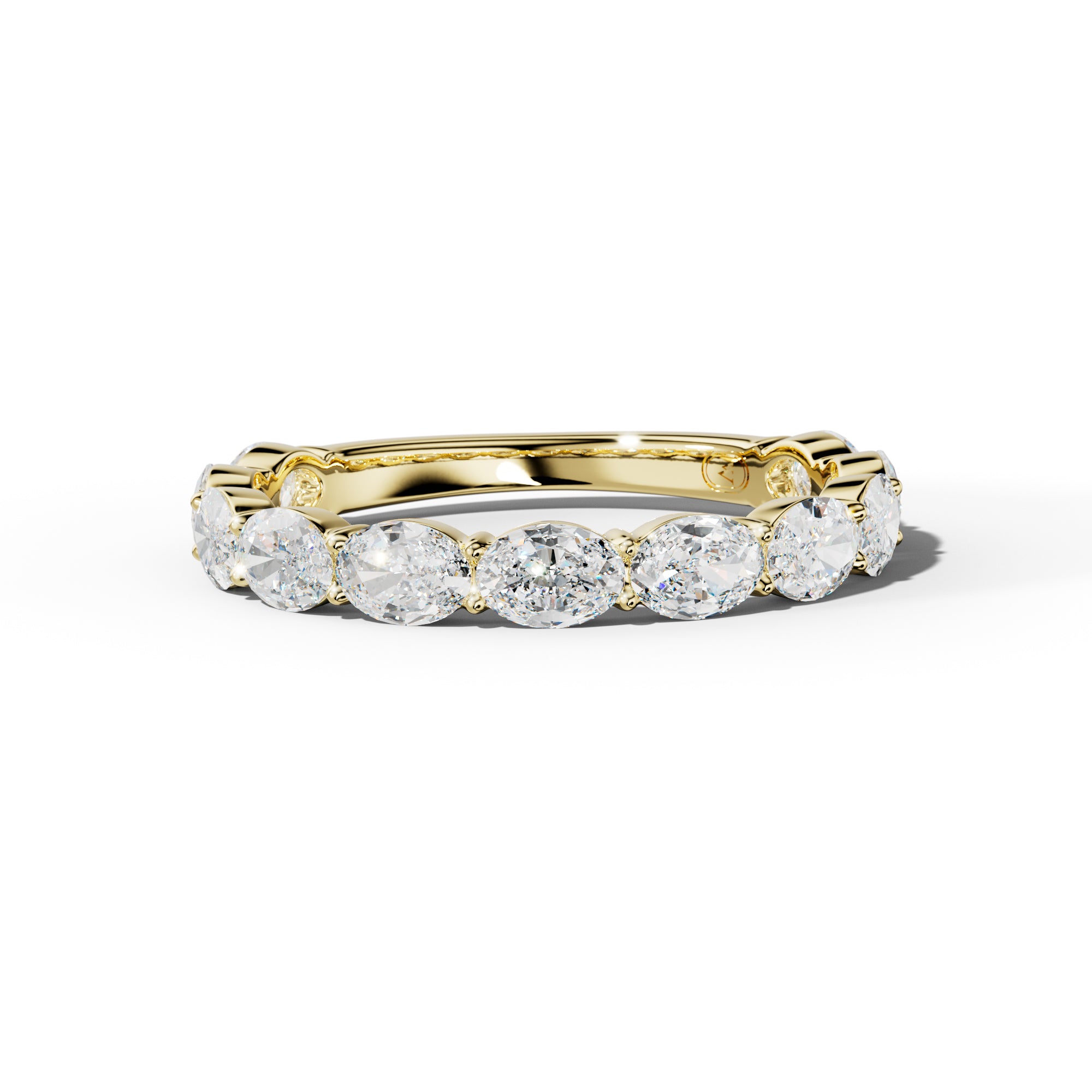 2.0 Carat East West Oval Diamond 3/4 Anniversary Band Shared Prong  Low-Set Design