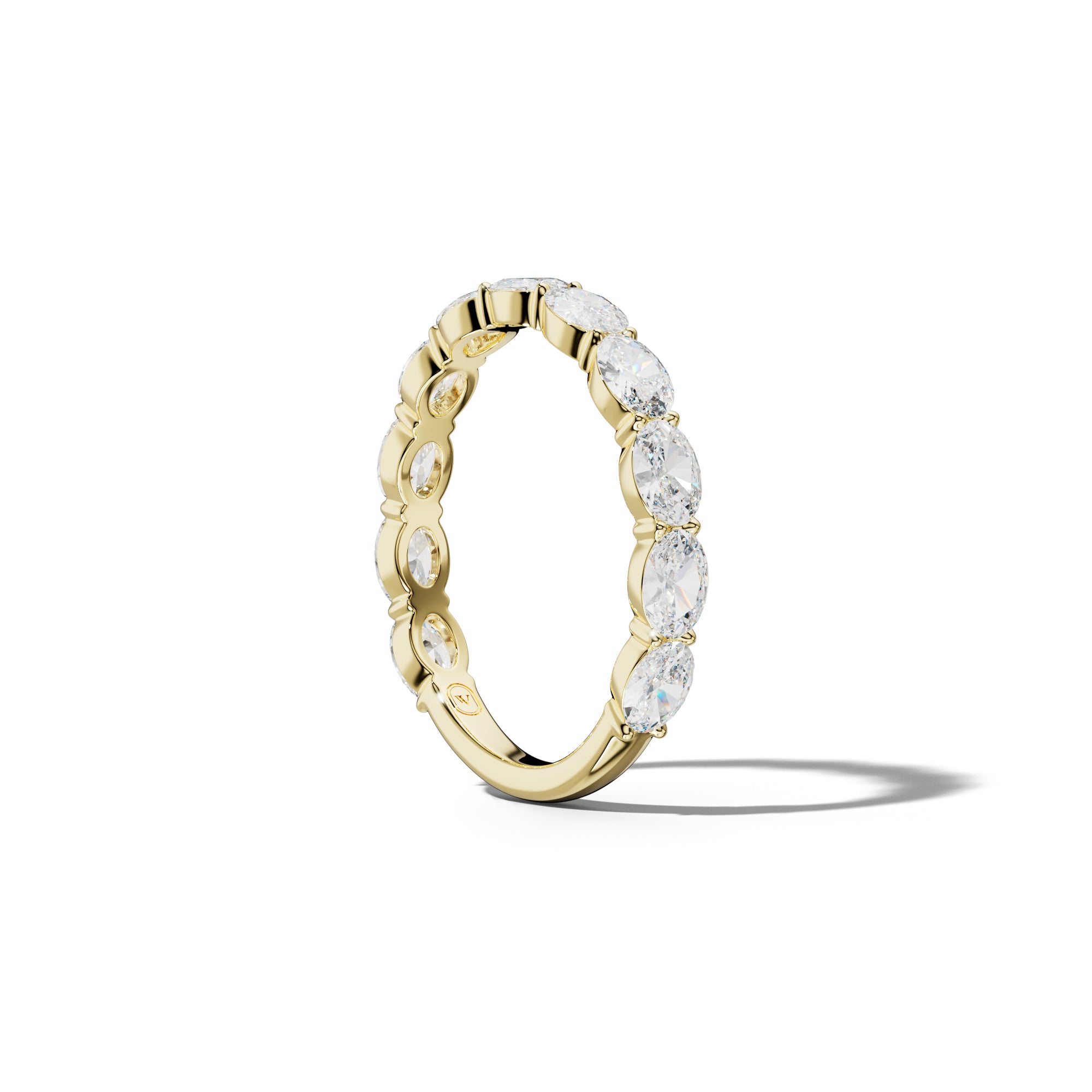 2.0 Carat East West Oval Diamond 3/4 Anniversary Band Shared Prong  Low-Set Design