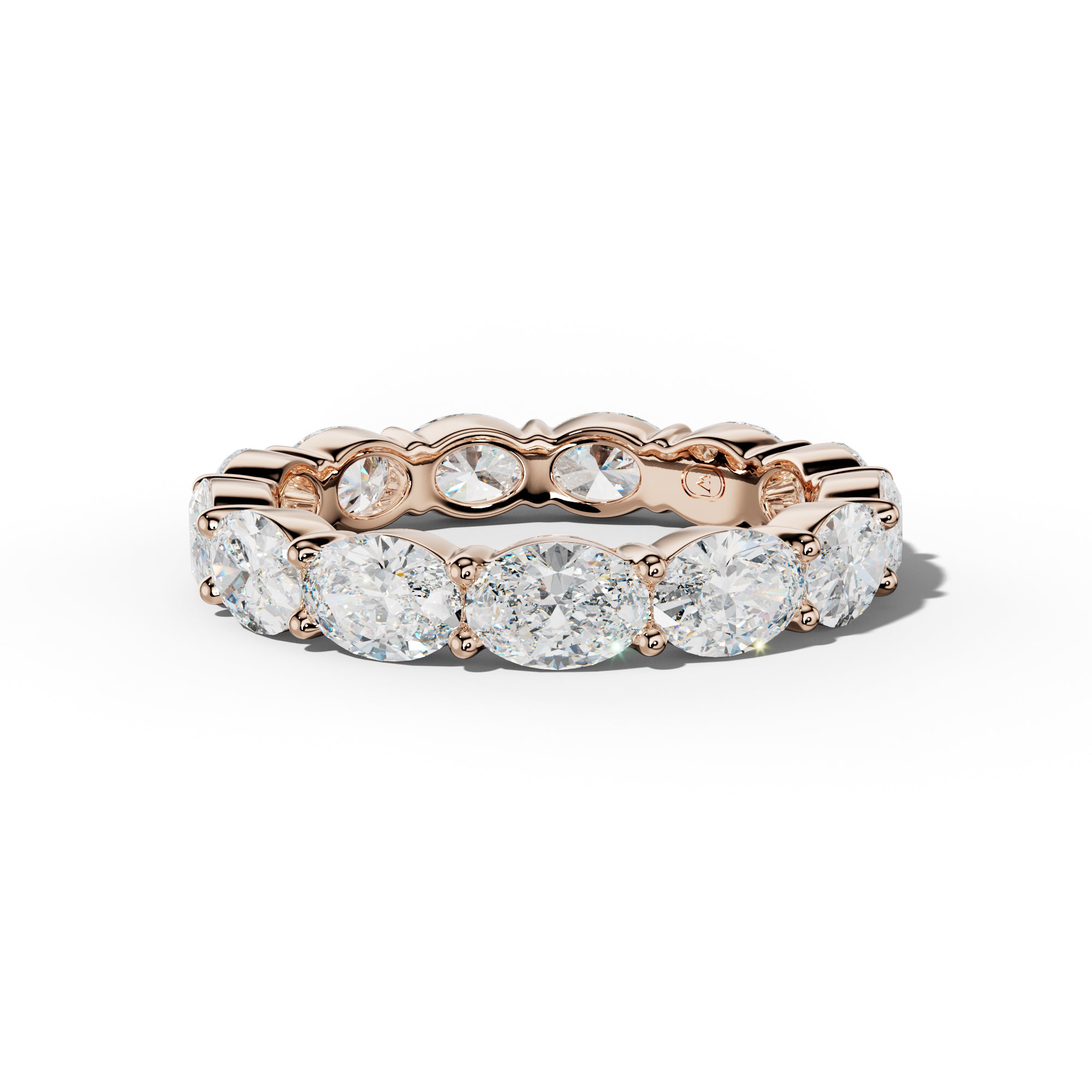 4.0 Carat East West Oval Diamond Eternity Band Shared Prong  Low-Set Design