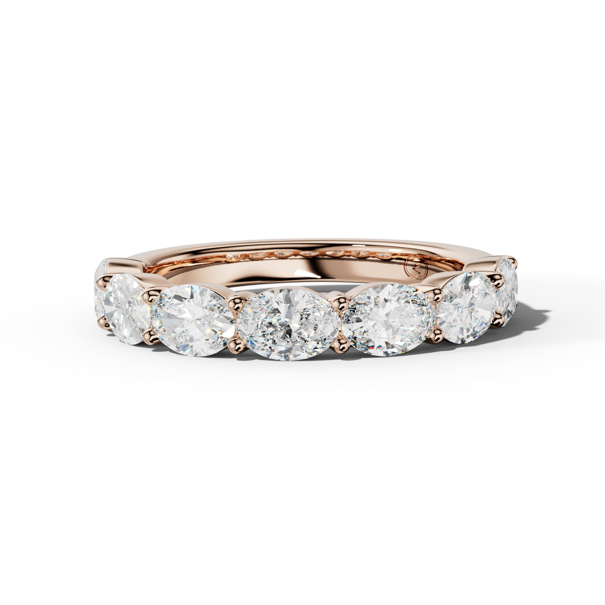 2.0 Carat East West Oval Diamond Half Anniversary Band Shared Prong  Low-Set Design