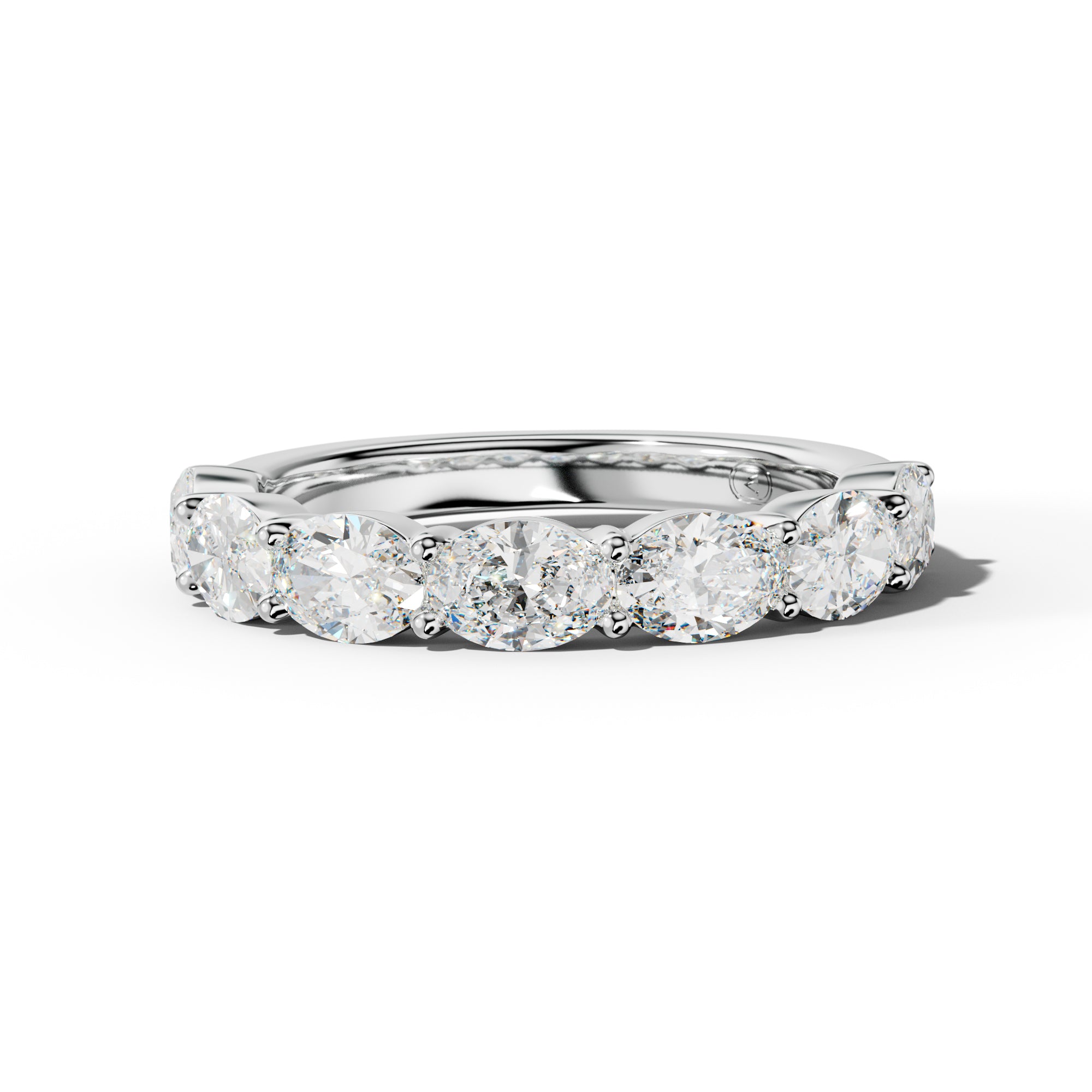 2.0 Carat East West Oval Diamond Half Anniversary Band Shared Prong  Low-Set Design