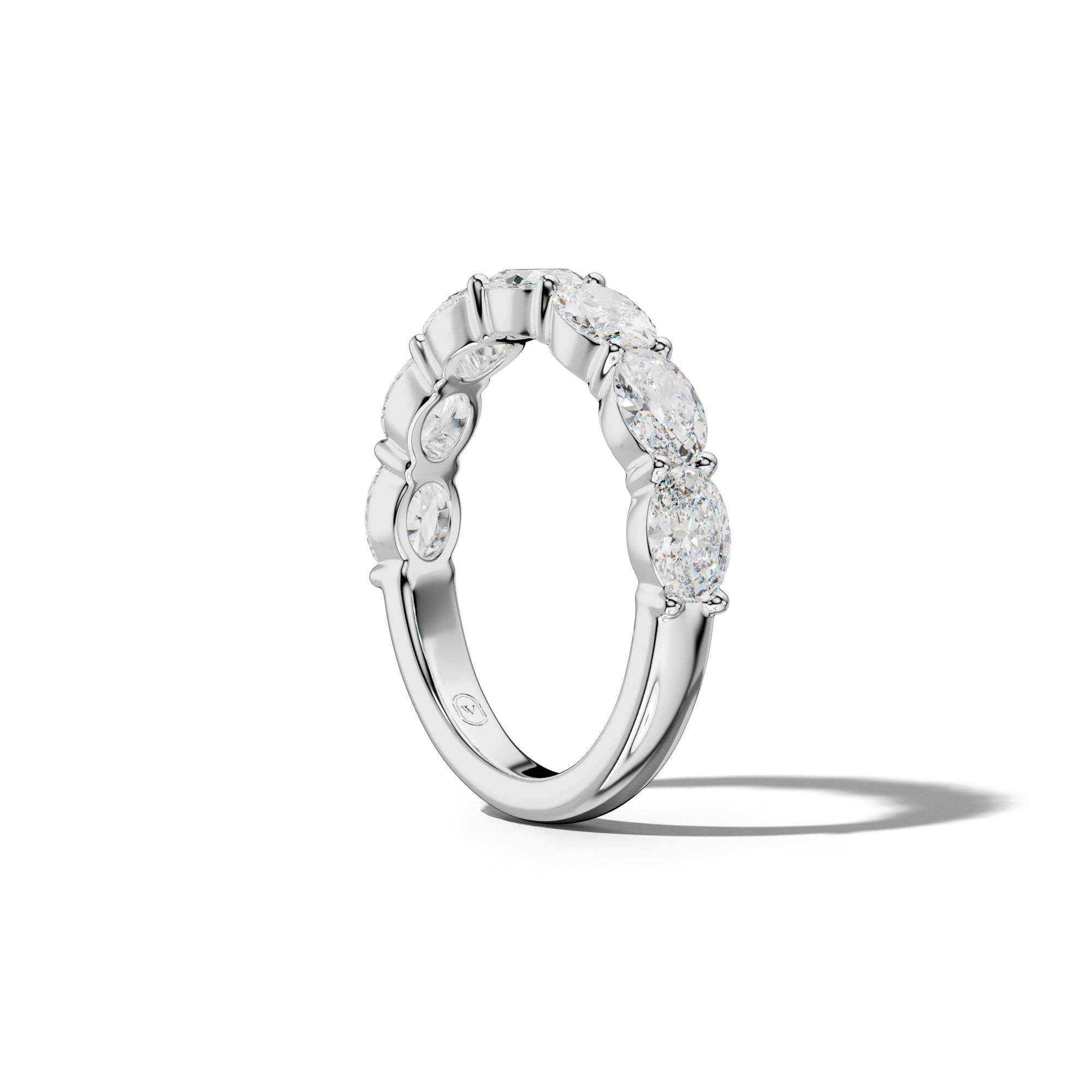 2.0 Carat East West Oval Diamond Half Anniversary Band Shared Prong  Low-Set Design