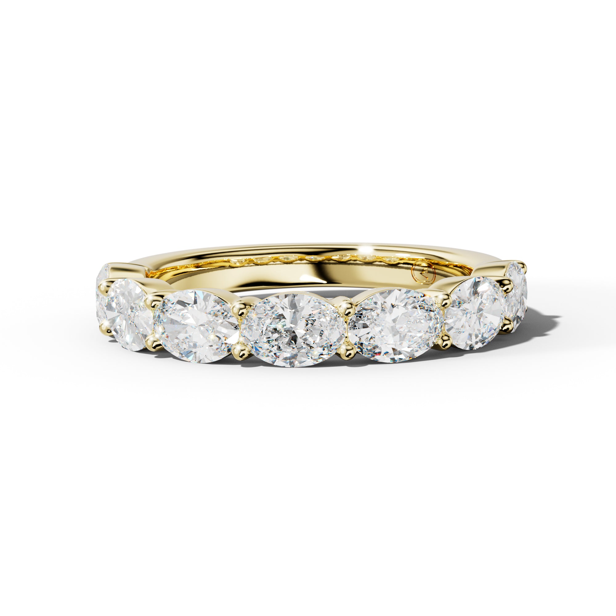 2.0 Carat East West Oval Diamond Half Anniversary Band Shared Prong  Low-Set Design