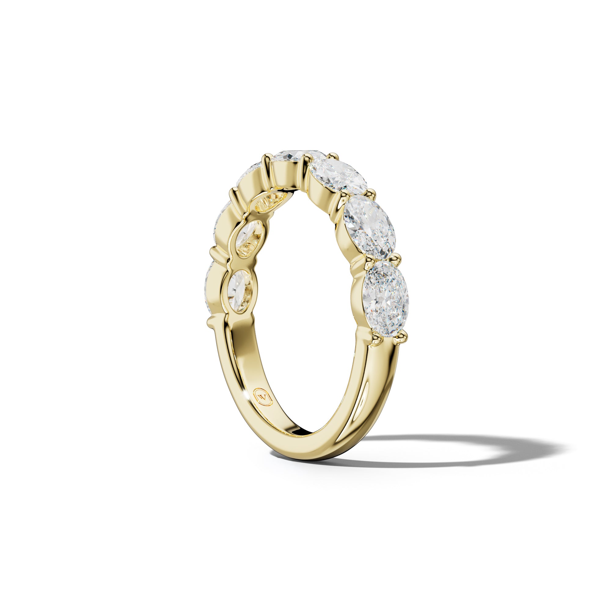 2.0 Carat East West Oval Diamond Half Anniversary Band Shared Prong  Low-Set Design